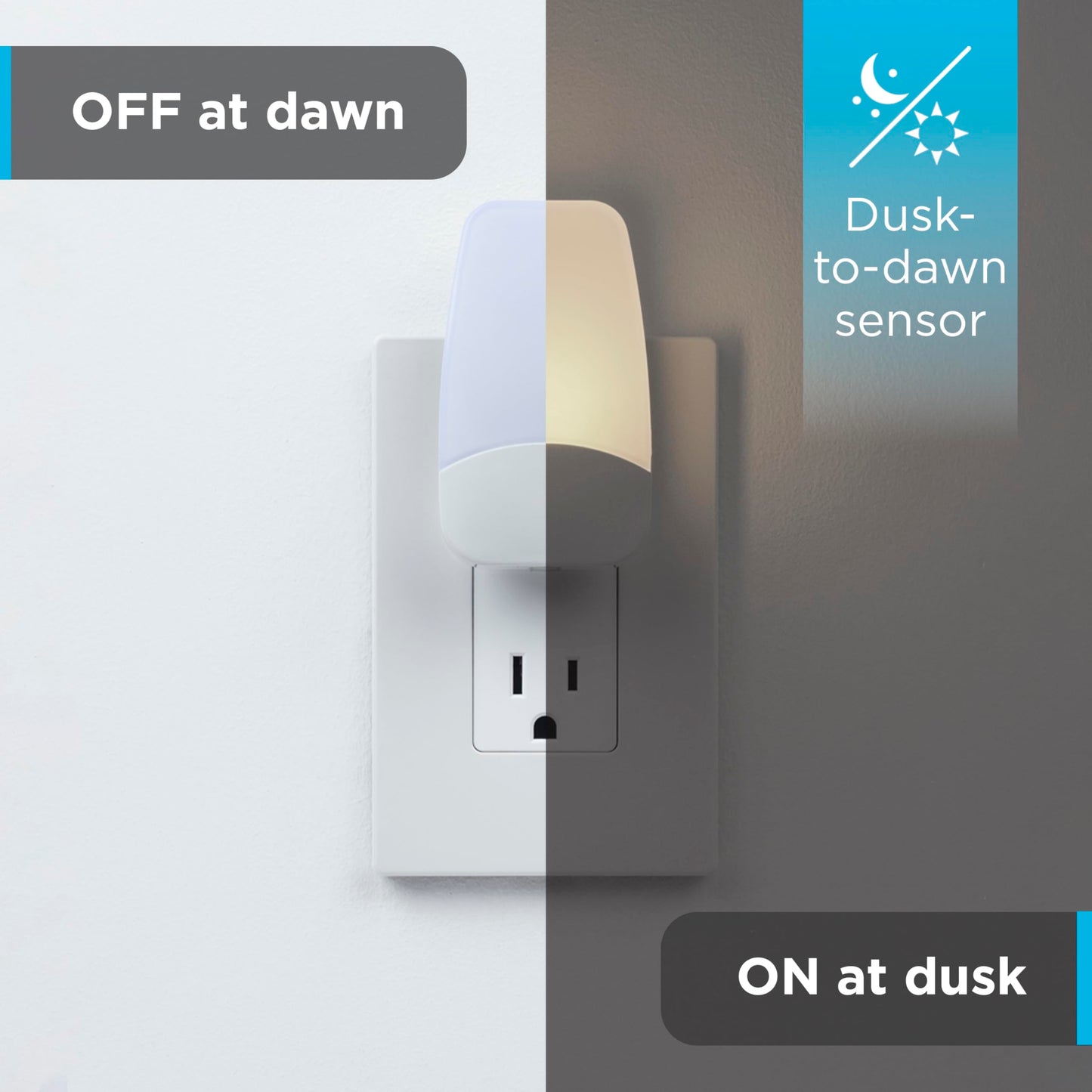 GE Sleeplite Night Lights Plug Into Wall, Dusk to Dawn Sensor, Ambient Lighting, Sleep Aid, Bathroom Décor, LED Lights for Bedroom, Apartment Essentials, Smart Home,76135, Amber, 2 Pack