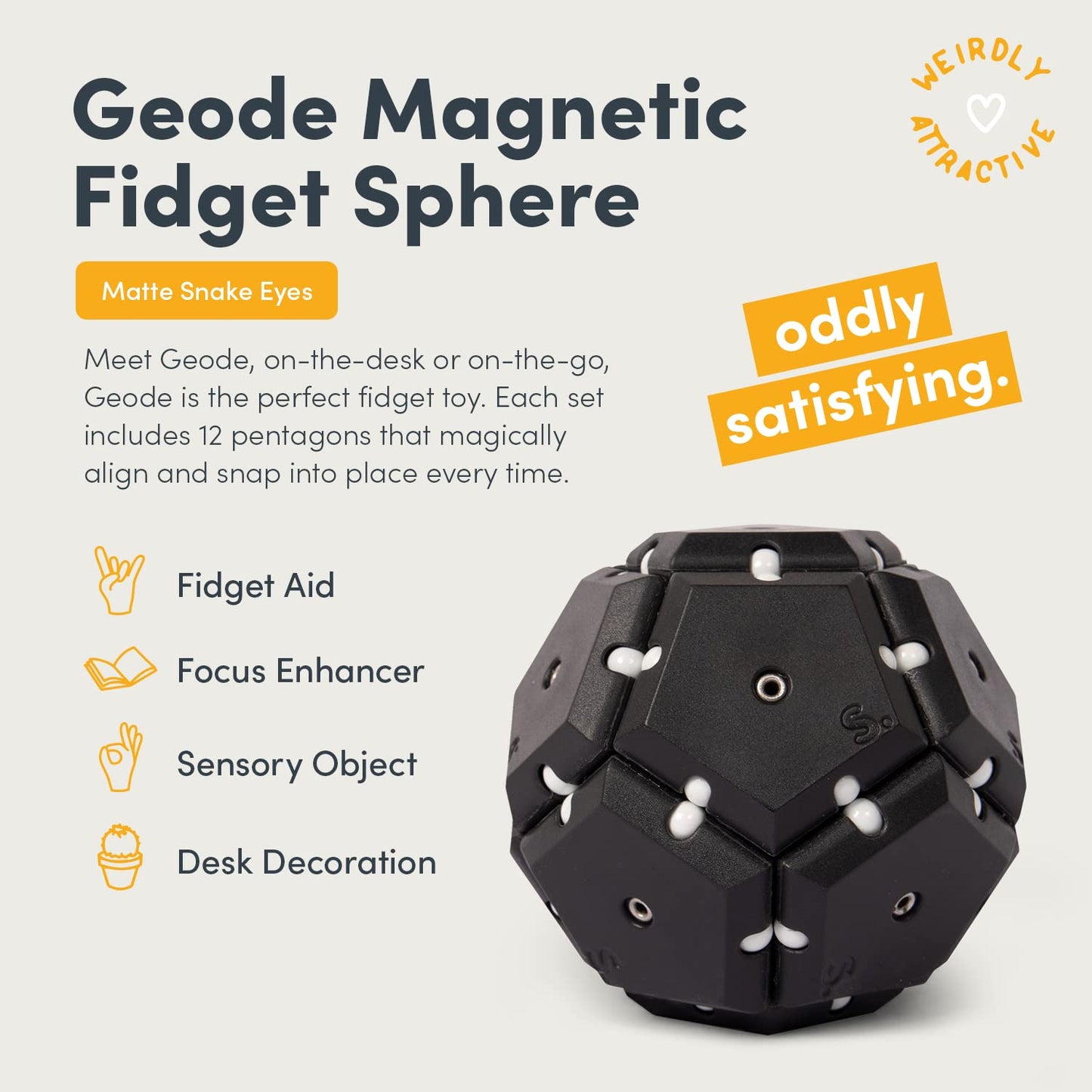 Speks Geode Magnetic Fidget Toy | Sensory Desk Toy for Adults & Teens 14+ | Stress Relief Gift | Sphere, Cool