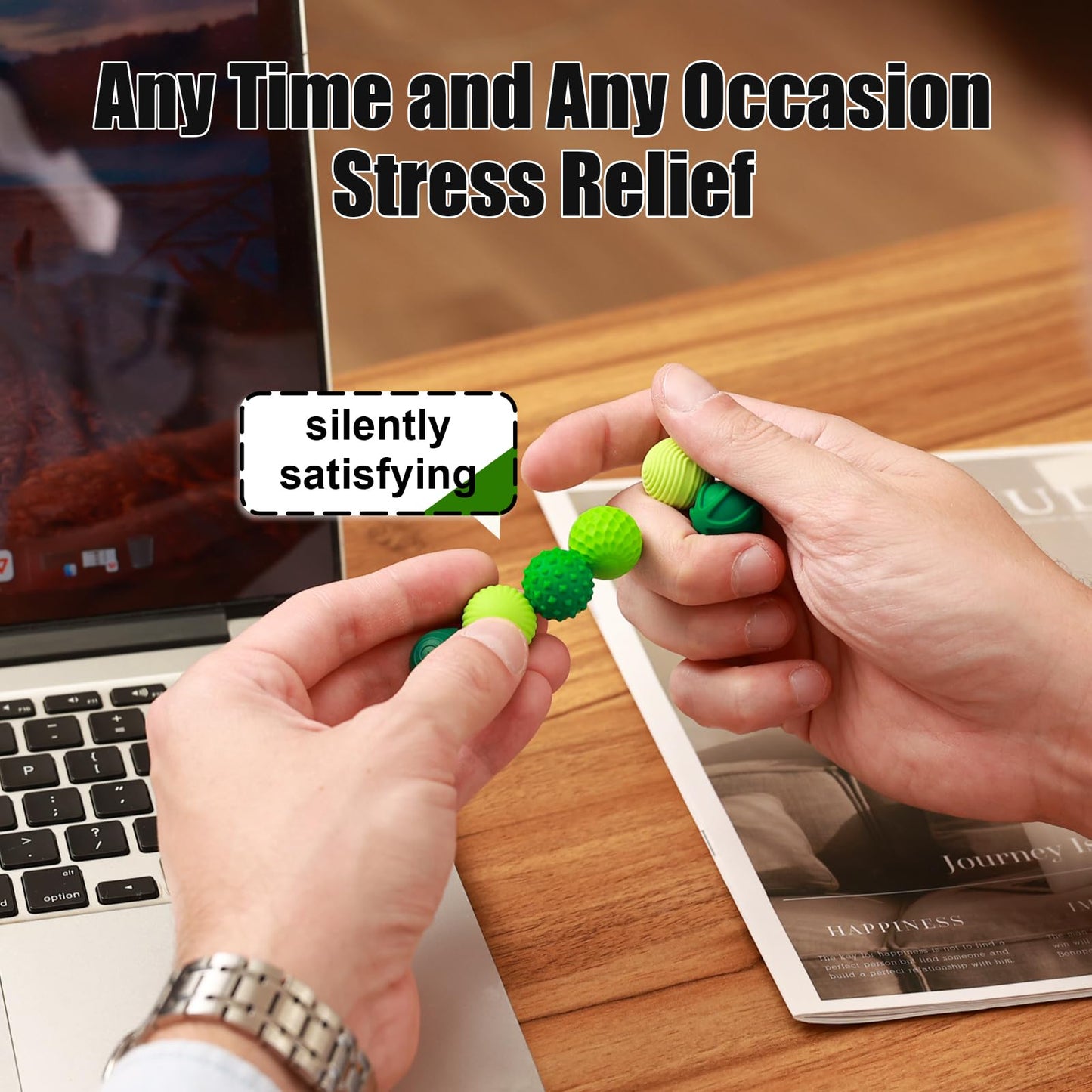 Silicone Magnetic Balls, Fidget Toys, 6-Pack Stress Relief Toys for Adults, Teens, Sensory Toy for Fingers Hands, Quiet Office Desk Toys with Textures, Magnet Fidget Fun Gift (Purple)