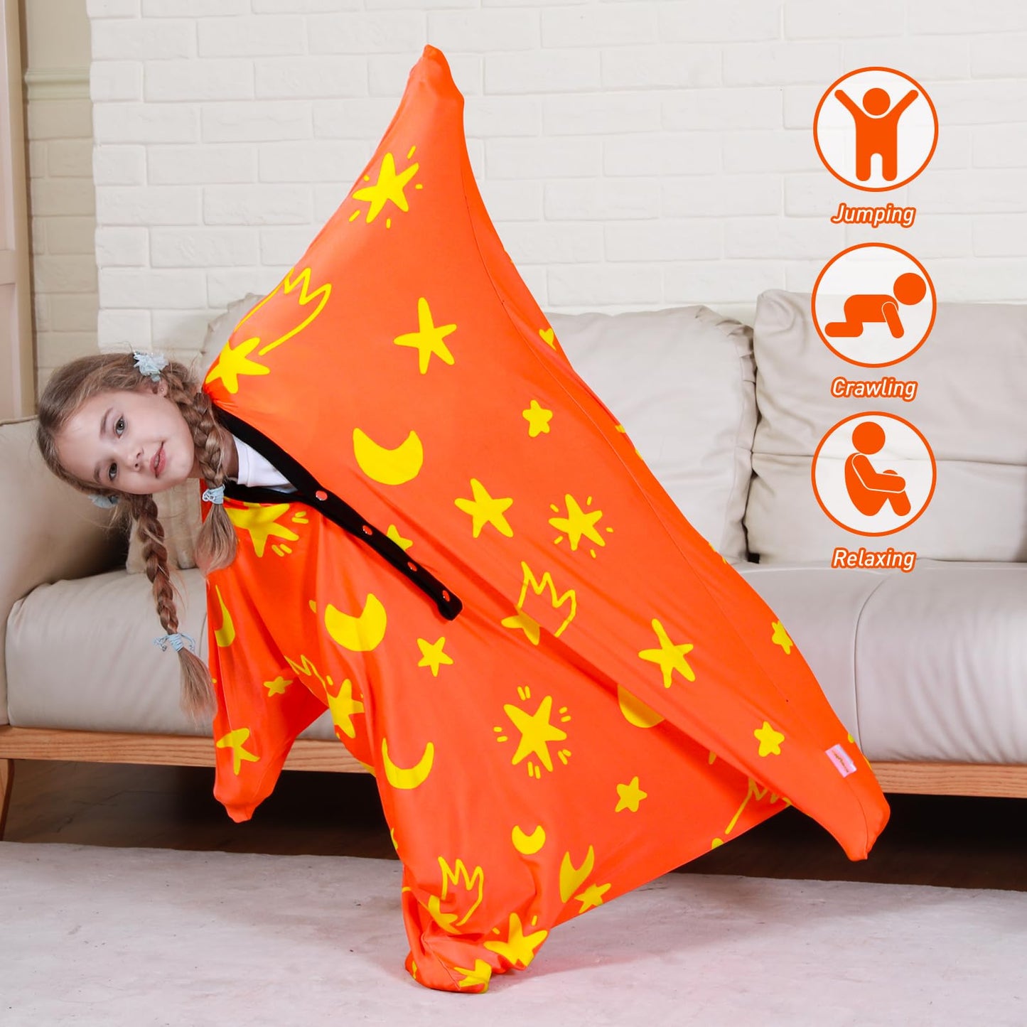 Sensory Body Sock, 47" x 27" Sensory Sack Premium Sensory Sock Glow in The Dark for 6-9 Autistic Children, Good for Height: 41"-51" Medium, Green