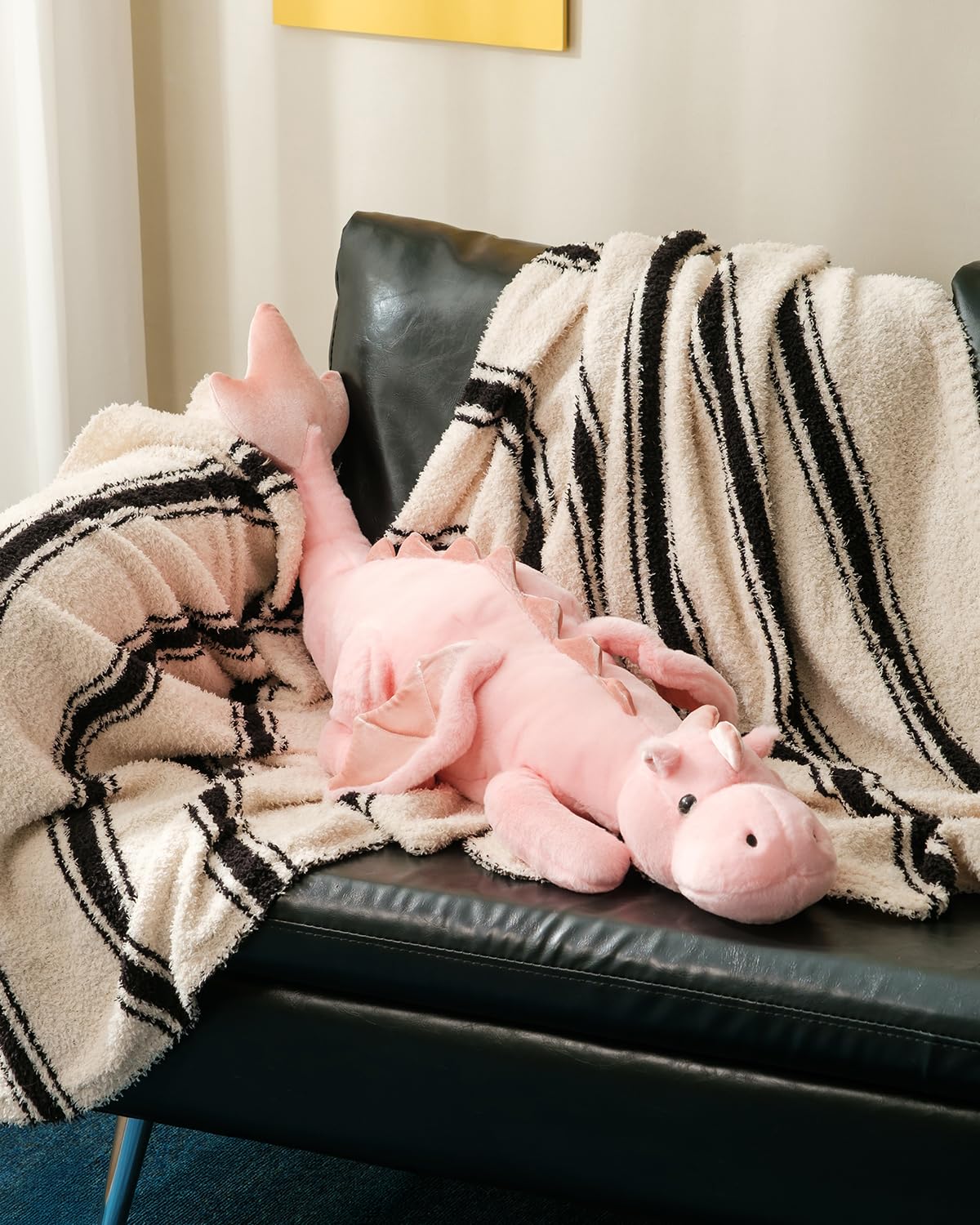35.4" Weighted Dragon Plush Toy, 5lb Weighted Stuffed Animals, Silent Glass Beads Large Dragon Pillow for Sensory Relaxation for Kids and Adults, for Bedtime & Lounging