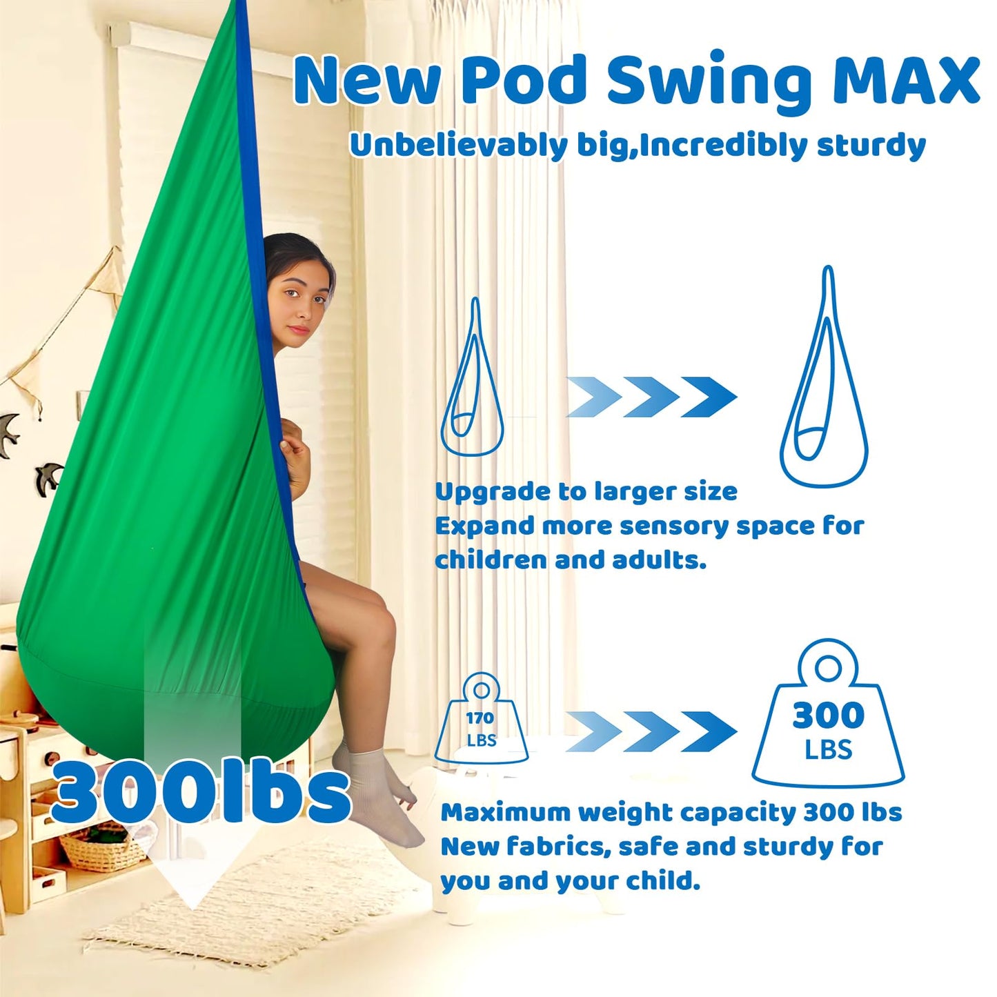 HiCamer Sensory Swing for Kids indoor and outdoor Pod hammock Chair Seat Upgrade Max 300 lbs Hanging Swing with Inflatable Cushion Includes Hardware Hanger Kit for Aspergers Autism ADHD (Cranberry)