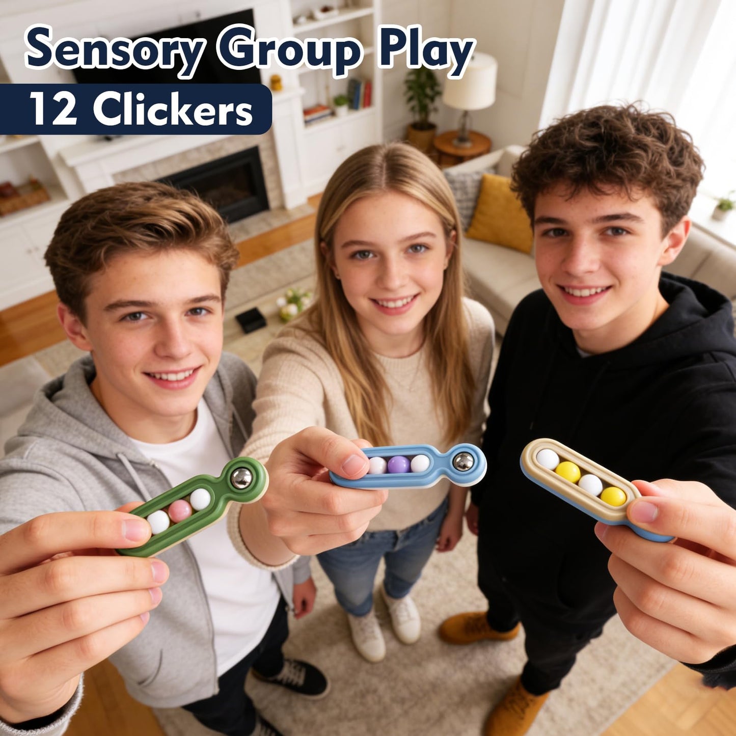 Fidget Toys Adults Stress Relief: 4 Pack Quiet Desk Fidget Clicker for ADHD Focus & Stress Relief, Sensory Desk Toy for Office, Meetings, Work, Travel