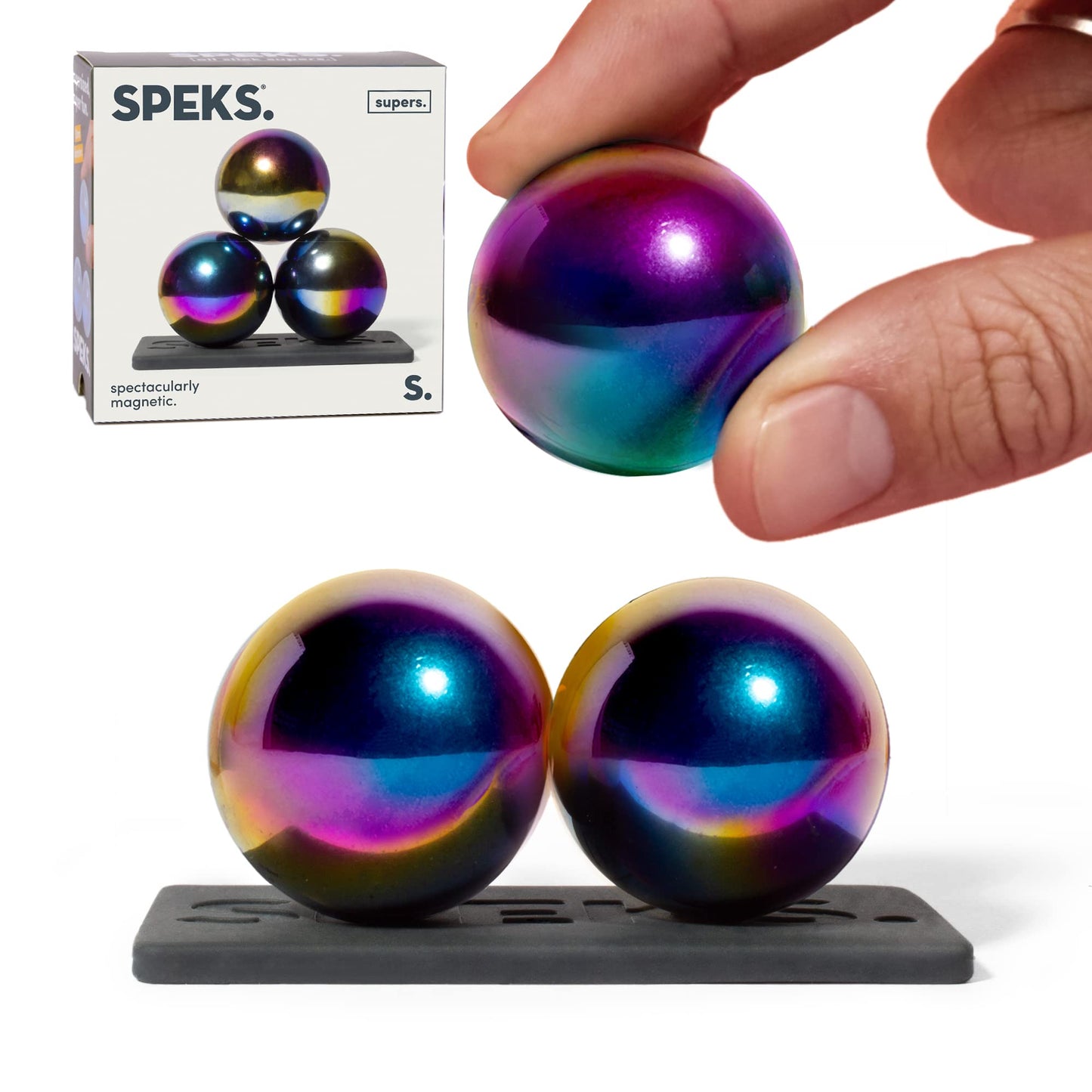 Speks Supers Magnetic Balls Fidget Toy for Adults and Teens 14+ | Stress Relief, Desk Toy | Stocking Stuffers & Office Holiday Gifts | Oil Slick 6 Pack