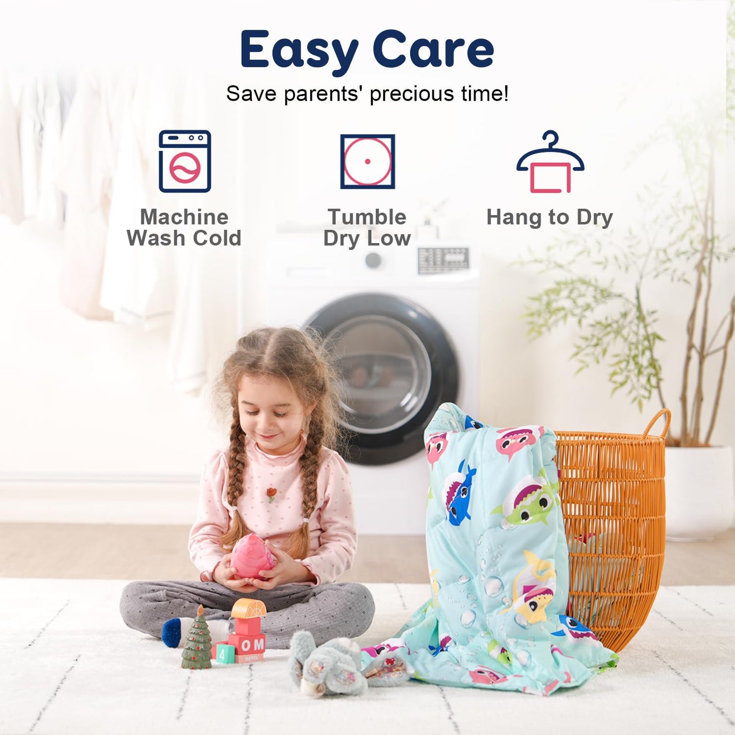 Kivik Weighted Blanket 3lbs, Blue Dinosaur Weighted Blankets, Cute Small Weighted Blankets 3 Pounds, Washable Soft Heavy Blanket Throw for All-Season, 36x48 Inches Blue