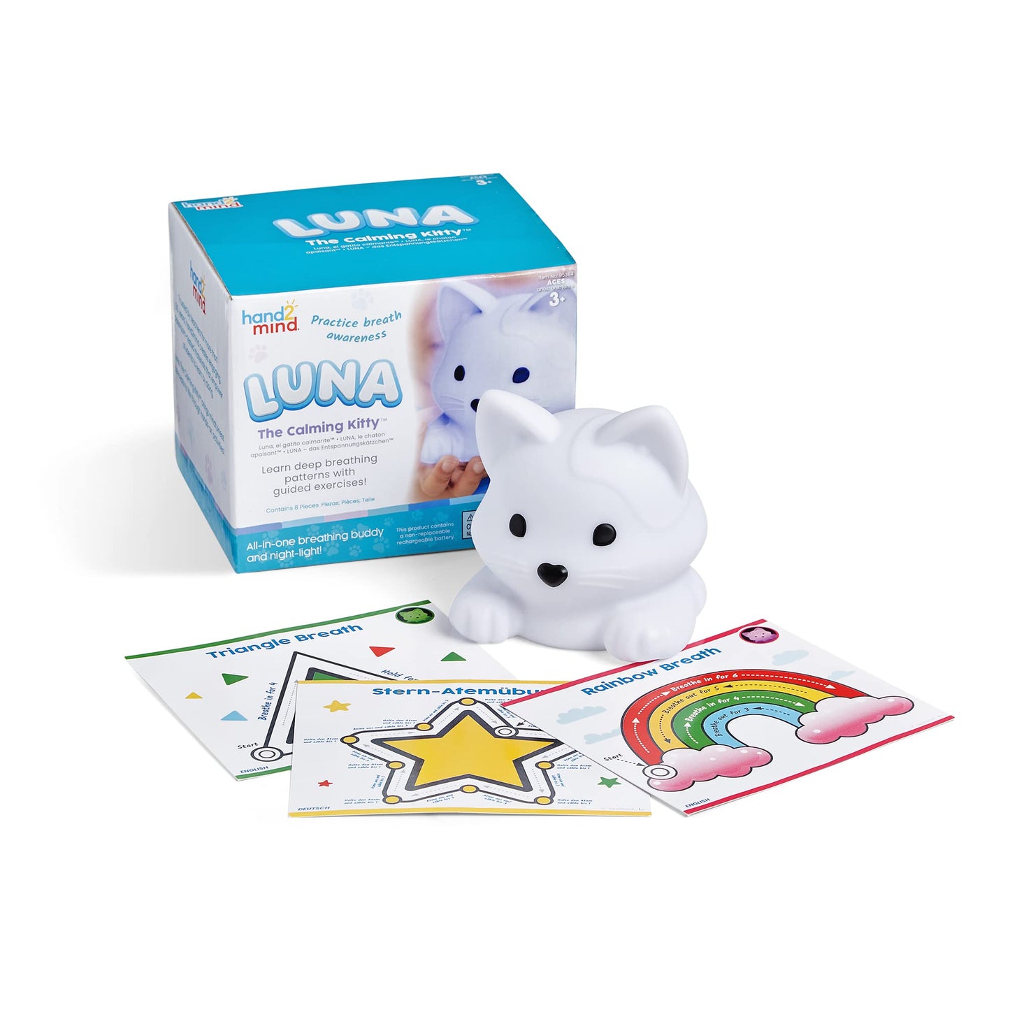 hand2mind PAWZ The Calming Pup, Learn Deep Breathing, Rechargeable Animal Night Light, Kids Anxiety Relief, Mindfulness for Kids, Calm Down Corner Supplies, Social Emotional Learning Activities