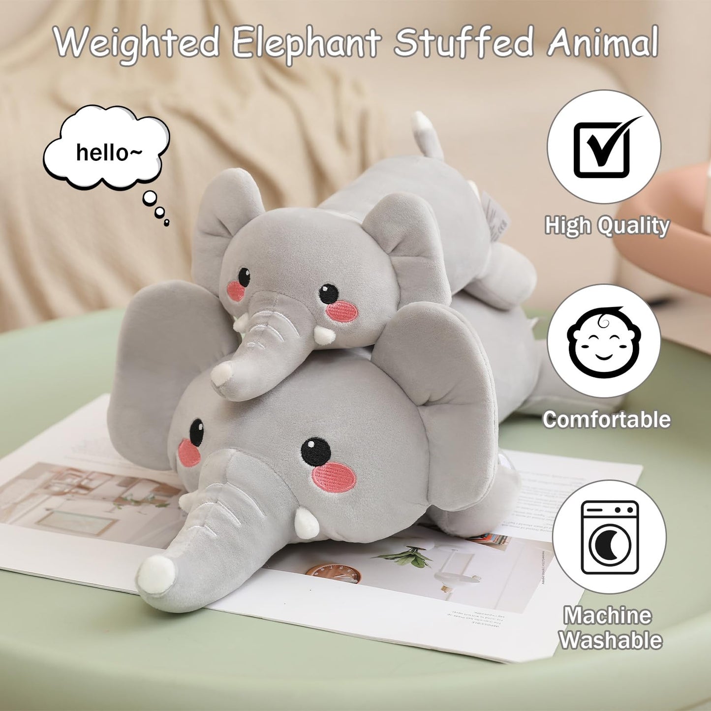 SQEQE Weighted Dinosaur Plush, Weighted Dinosaur Stuffed Animal, Dino Plushies Dino Pillow Toy Gift for Kids Adults 9.8 Inch, 0.8 Lbs