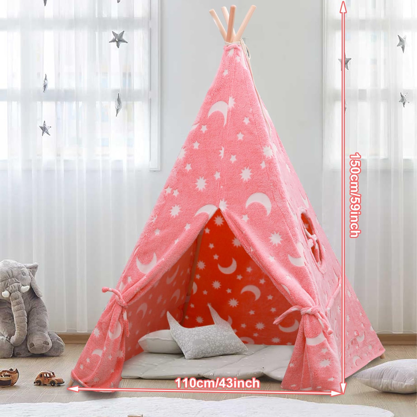 Teepee Tent for Kids,Portable Kids Play Tents,Indoor Glow Play Tent