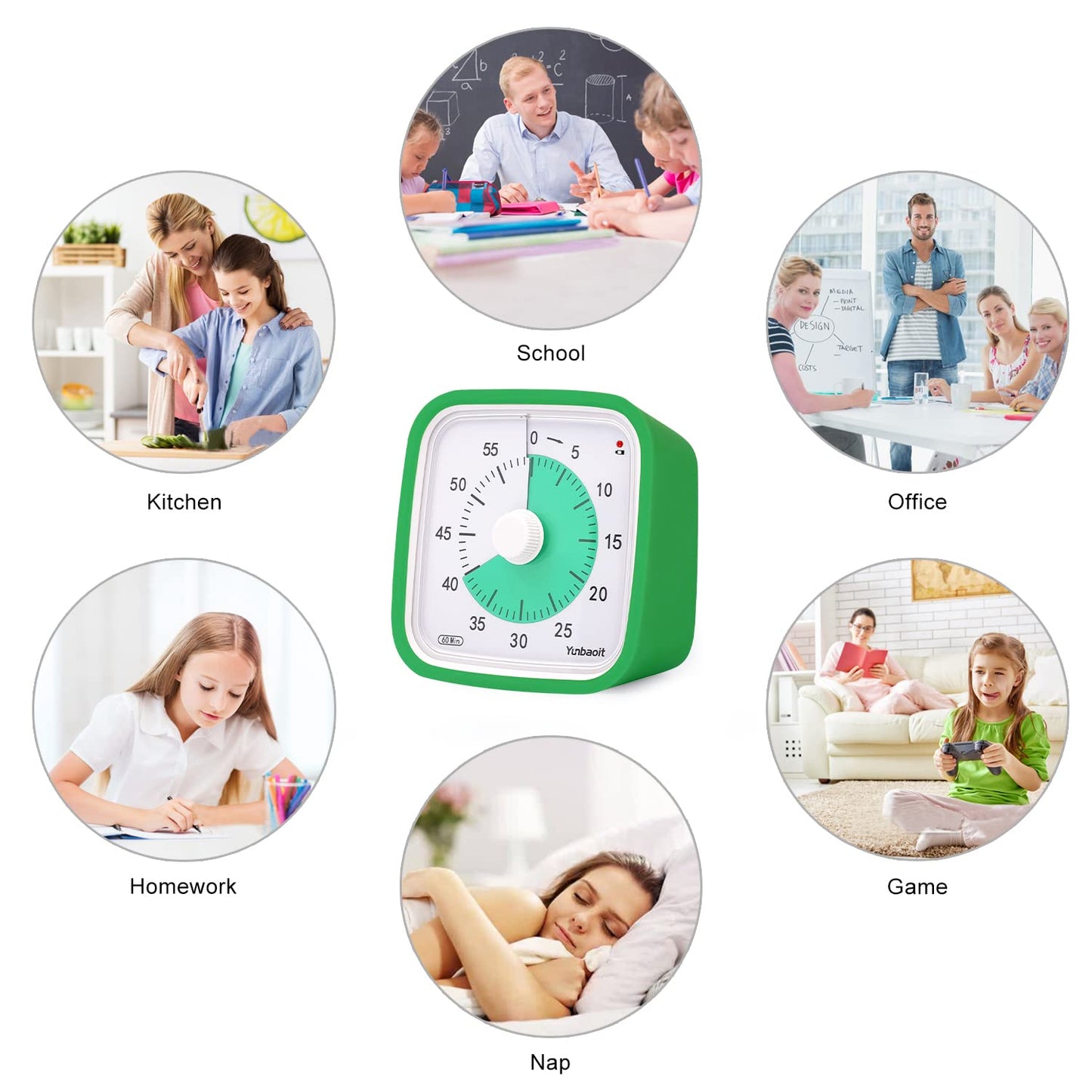Yunbaoit Visual Timer with Protective Case, Rainbow Disk 60 Minute Countdown Timer for Kids and Adults, Silent Time Management Tool(Blue Rainbow)