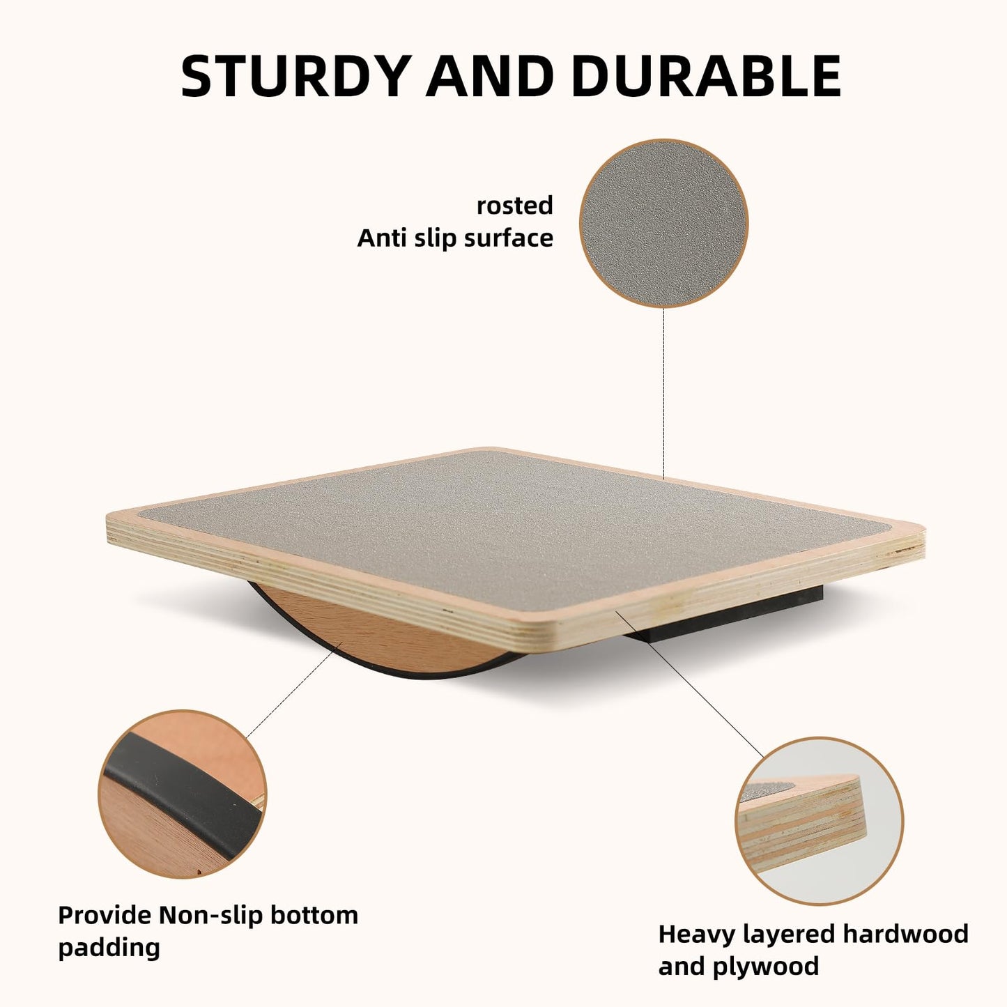 Juoe Balance Board Wobble Board for Adults and Kids - Anti-Slip 350LBS Balance Board for Physical Therapy,Balance Training,Posture Correction,Standing Desk Core Strength Wooden Balance Rocker Board
