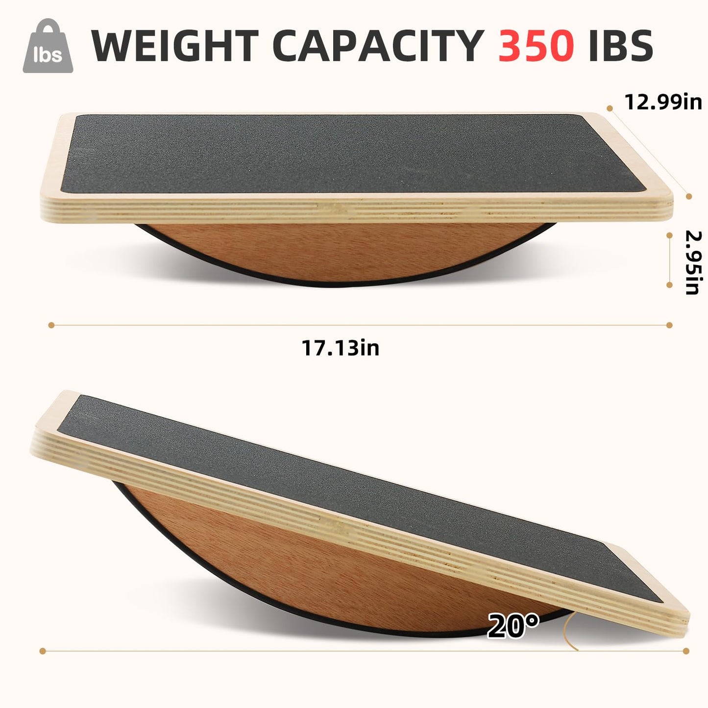 Juoe Balance Board Wobble Board for Adults and Kids - Anti-Slip 350LBS Balance Board for Physical Therapy,Balance Training,Posture Correction,Standing Desk Core Strength Wooden Balance Rocker Board