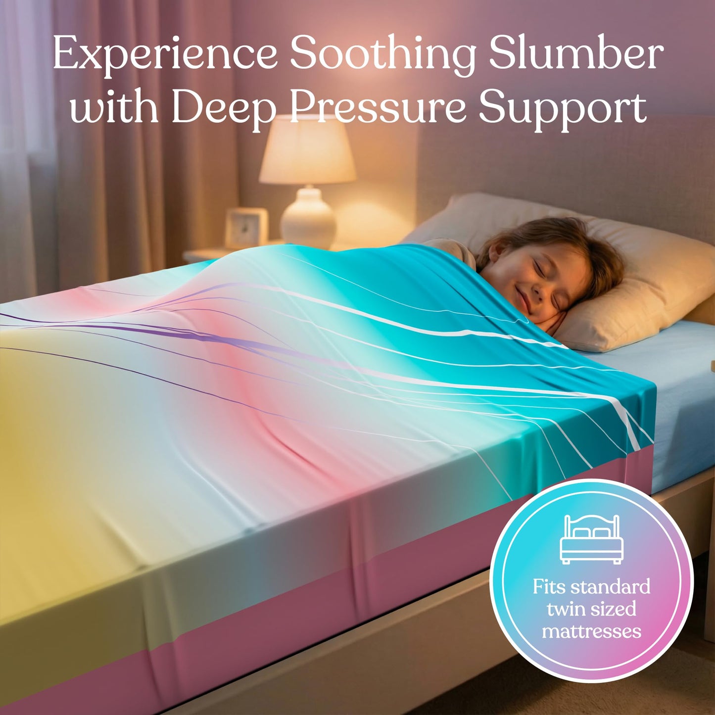 Deep Pressure Sensory Bed Sheet – Twin Sensory Compression Sheet Breathable Sleep Pod Blanket for Better Sleep Support – Calming Compression Blankets for Kids and Adults Blue Petal