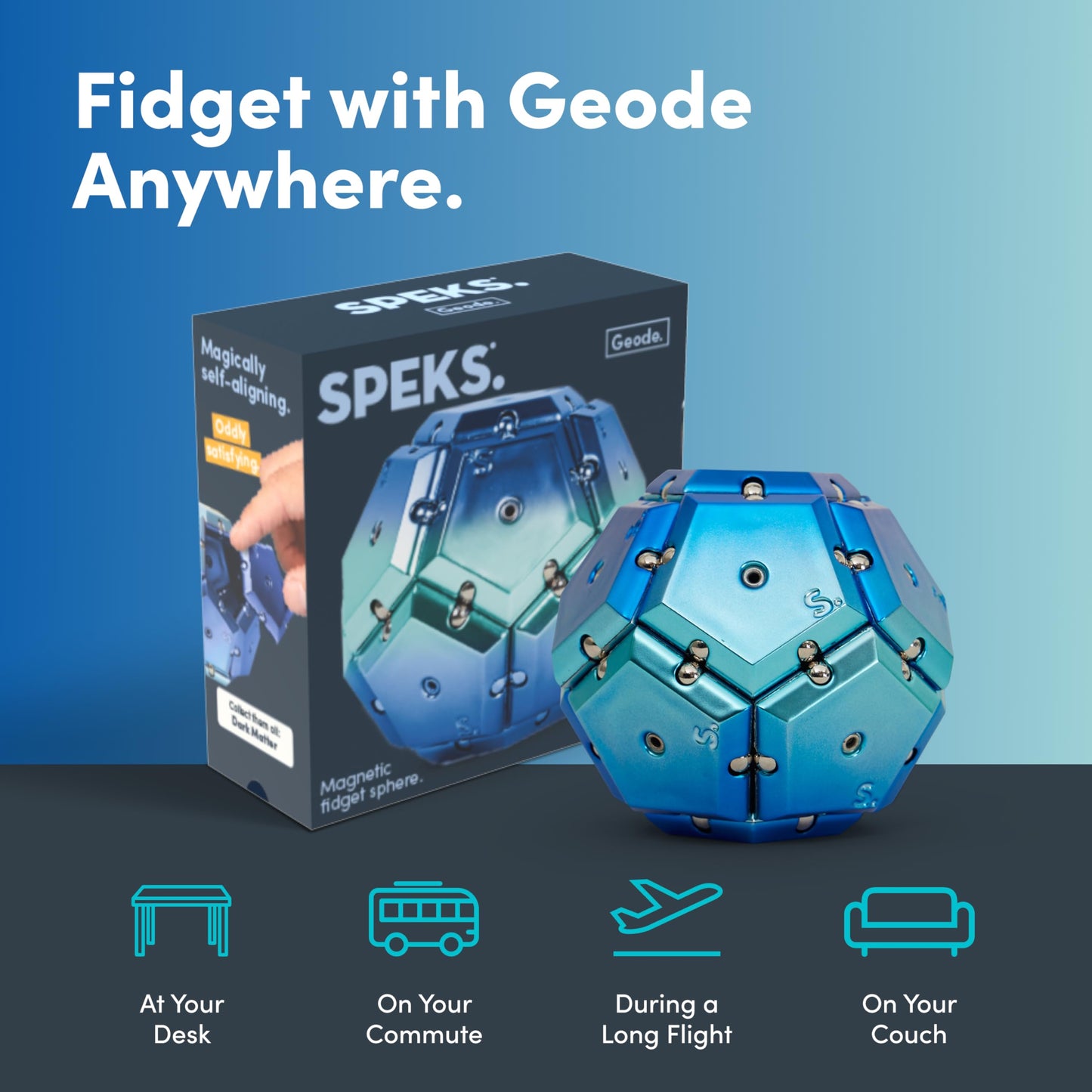 Speks Geode Magnetic Fidget Toy | Sensory Desk Toy for Adults & Teens 14+ | Stress Relief Gift | Sphere, Cool