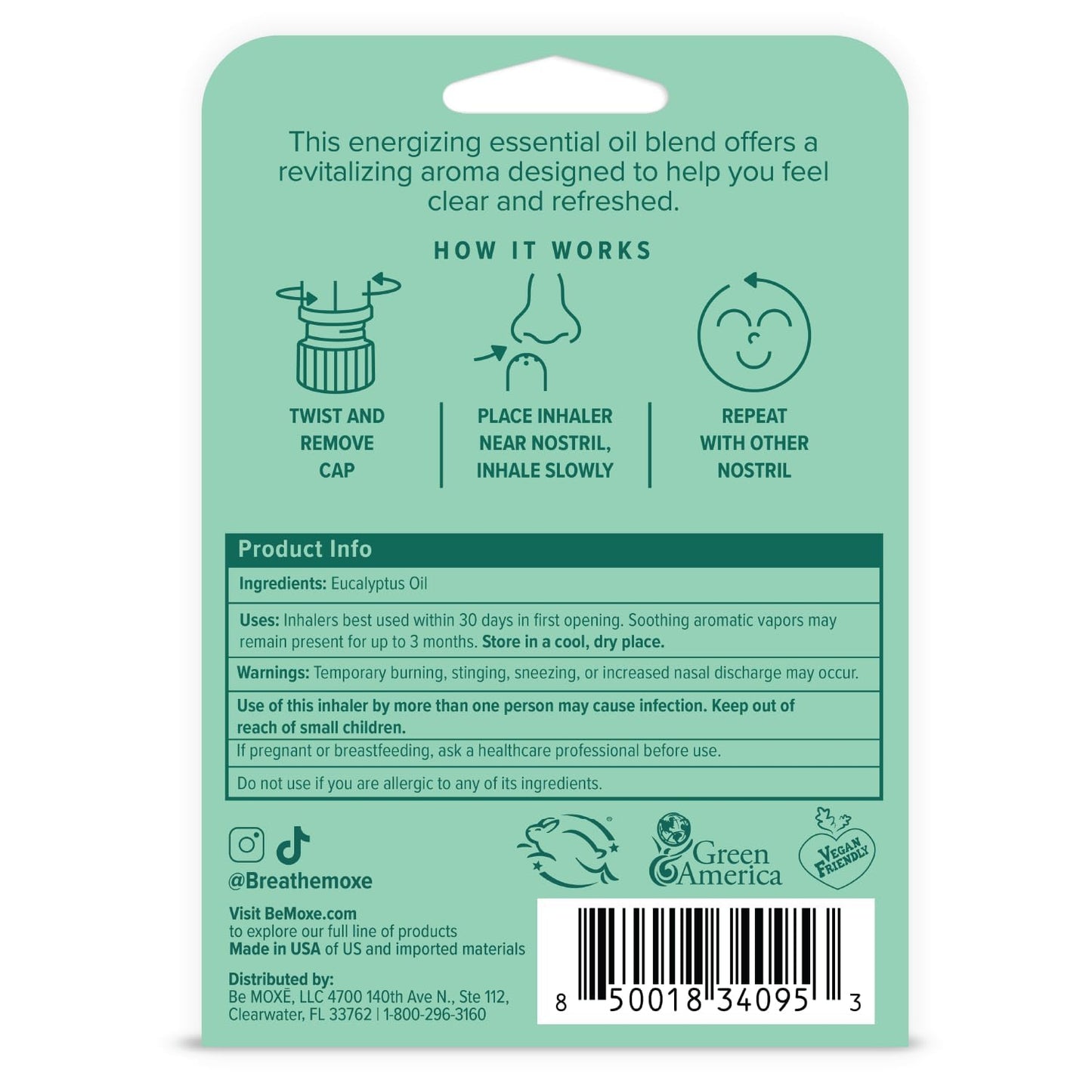 MOXE Lavender Essential Oil Nasal Inhaler, Therapeutic No-Mess Aromatherapy, Relaxation, Naturally Calming, Before Sleep Routine, Uplifts Mood, Pure and Undiluted, Made in USA (1 Pack)