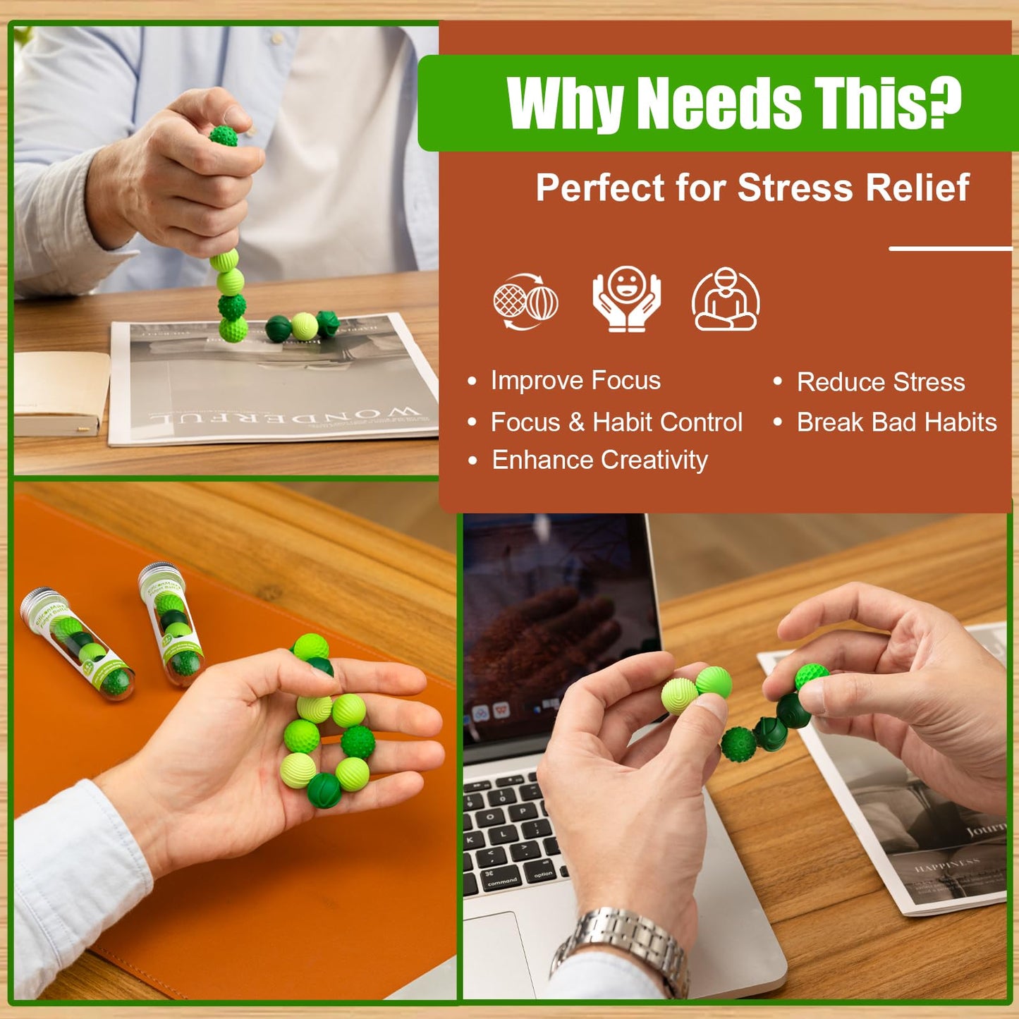 Silicone Magnetic Balls, Fidget Toys, 6-Pack Stress Relief Toys for Adults, Teens, Sensory Toy for Fingers Hands, Quiet Office Desk Toys with Textures, Magnet Fidget Fun Gift (Purple)