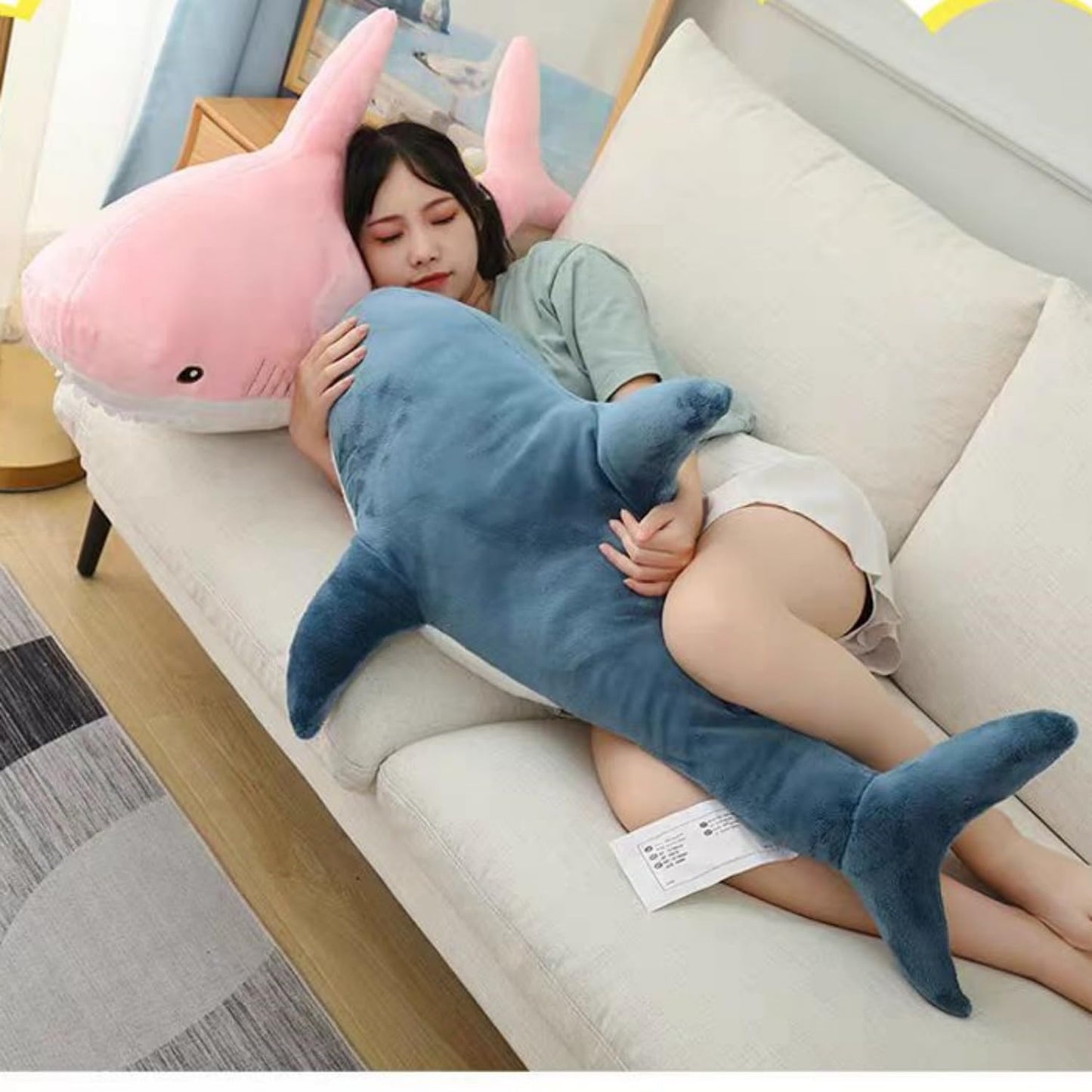 39.4 Inch XXL 15% Chubbier Weighted Giant Shark Stuffed Animal,Soft Chonky Shark Toys Shark Plush Pillows Stuffed Shark for Brave Boy's and Girl's Room Décor,Perfect Stress Relief for Women