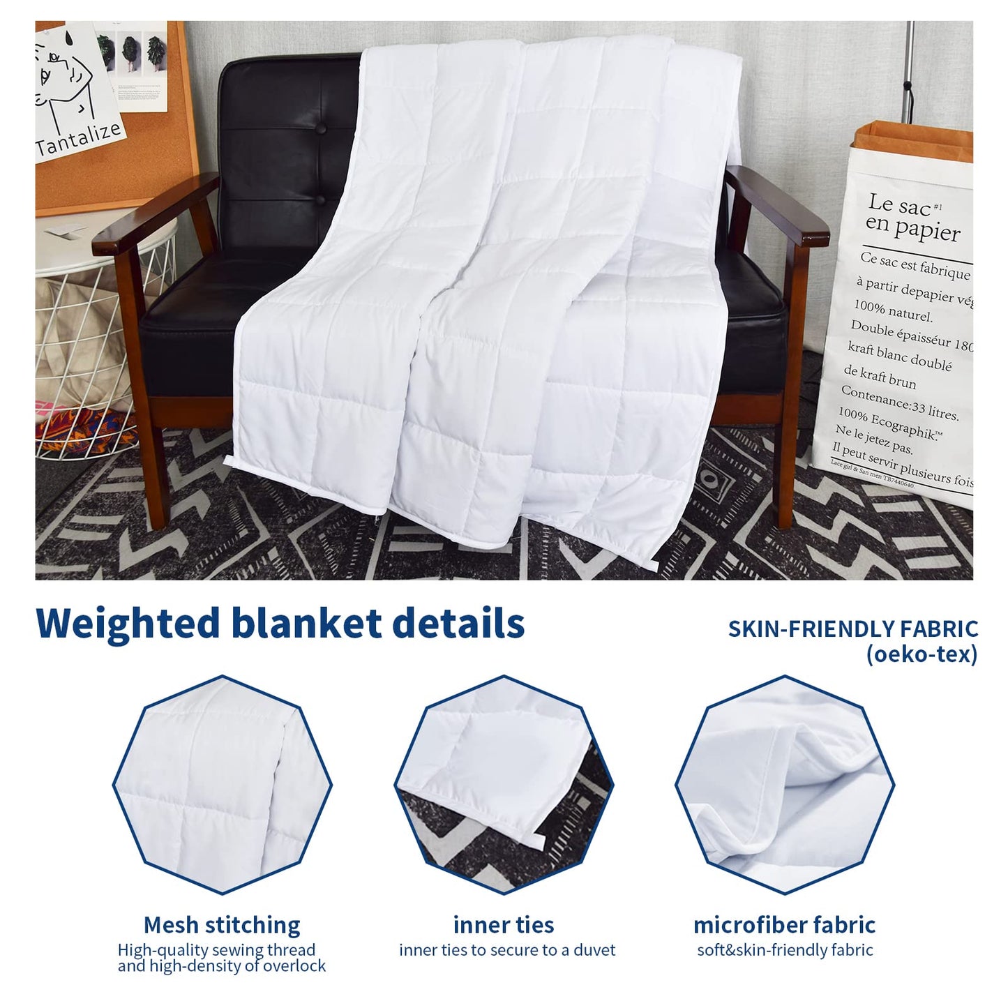 Weighted Blanket 7lbs Twin Size Dark Grey 41"x60" Weighted Blankets Heavy Blanket are Comfortable and Cozy