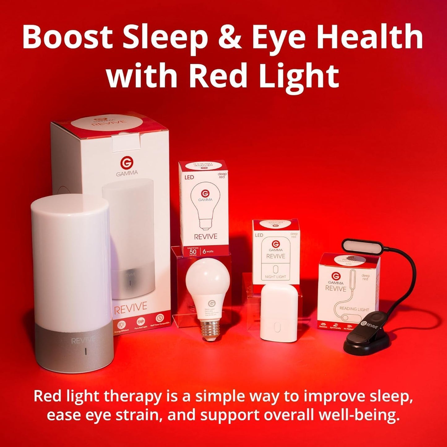 Revive - 670nm Red Portable Light by Gamma - Sleep Therapy - Melatonin Promoting Natural Sleep Aid for Wherever You GO