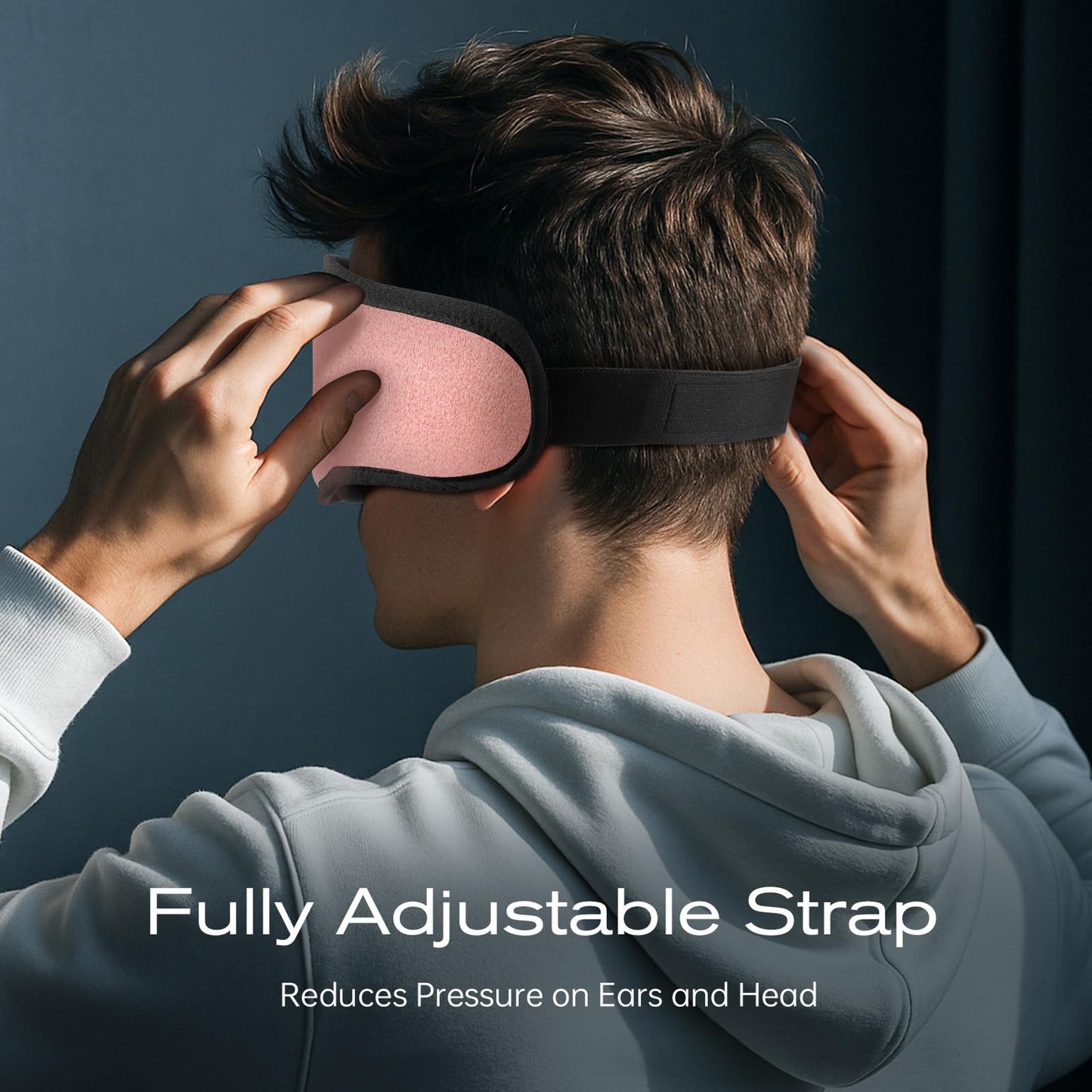 Bamboo Cotton Large Sleep Mask with Bluetooth Wireless Headphones - Blackout Eye Mask for Sleeping 3D Contoured Sleep Eye Cover Headband Ear Plugs Low Noise Hook for Men Women Better Experience (Grey)