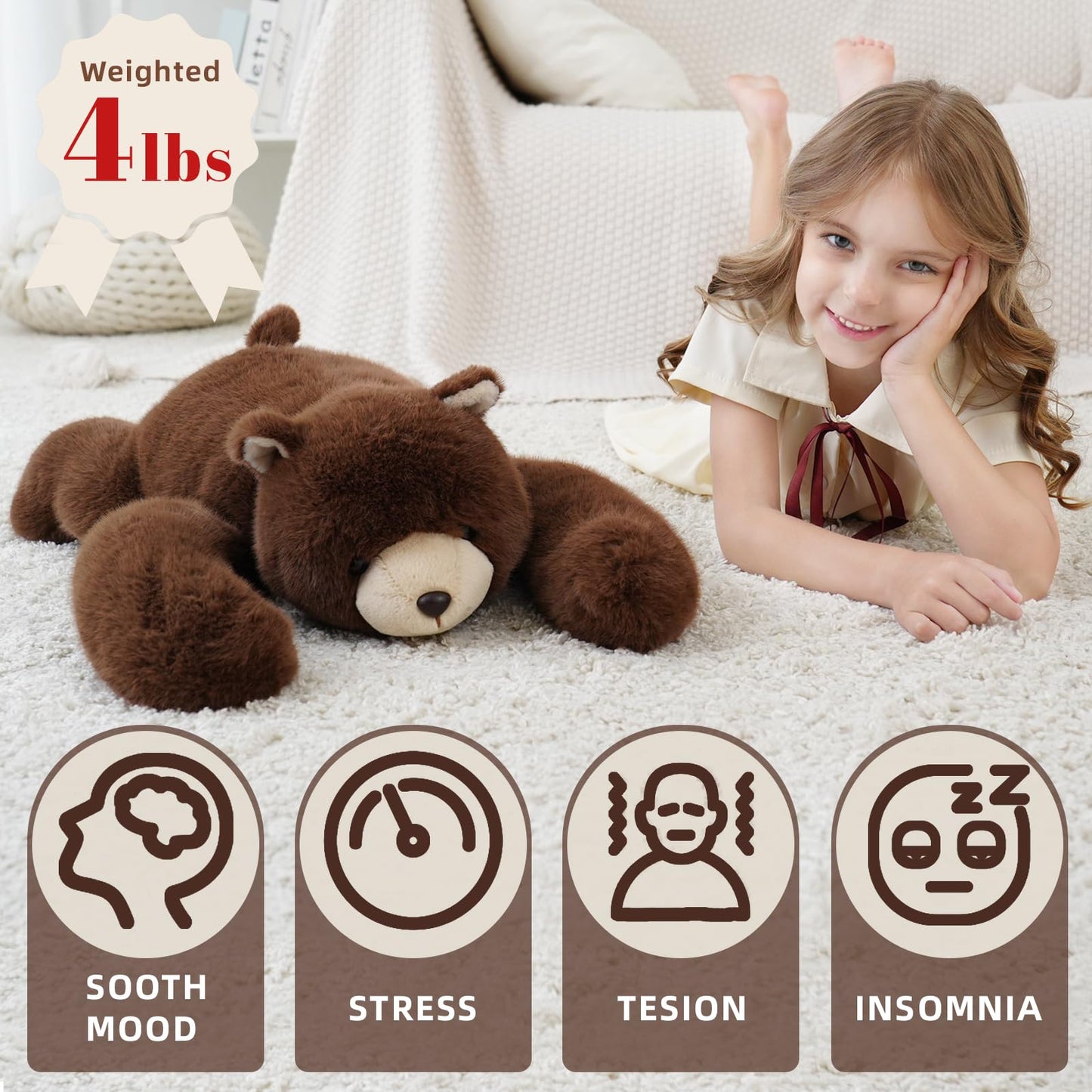 Weighted Sloth Stuffed Animal – 25 Inch, 4 lbs Plush Lying Toy for Kids and Adults – Soft and Cozy Weighted Companion for Bedtime, Gifting, and Everyday Comfort