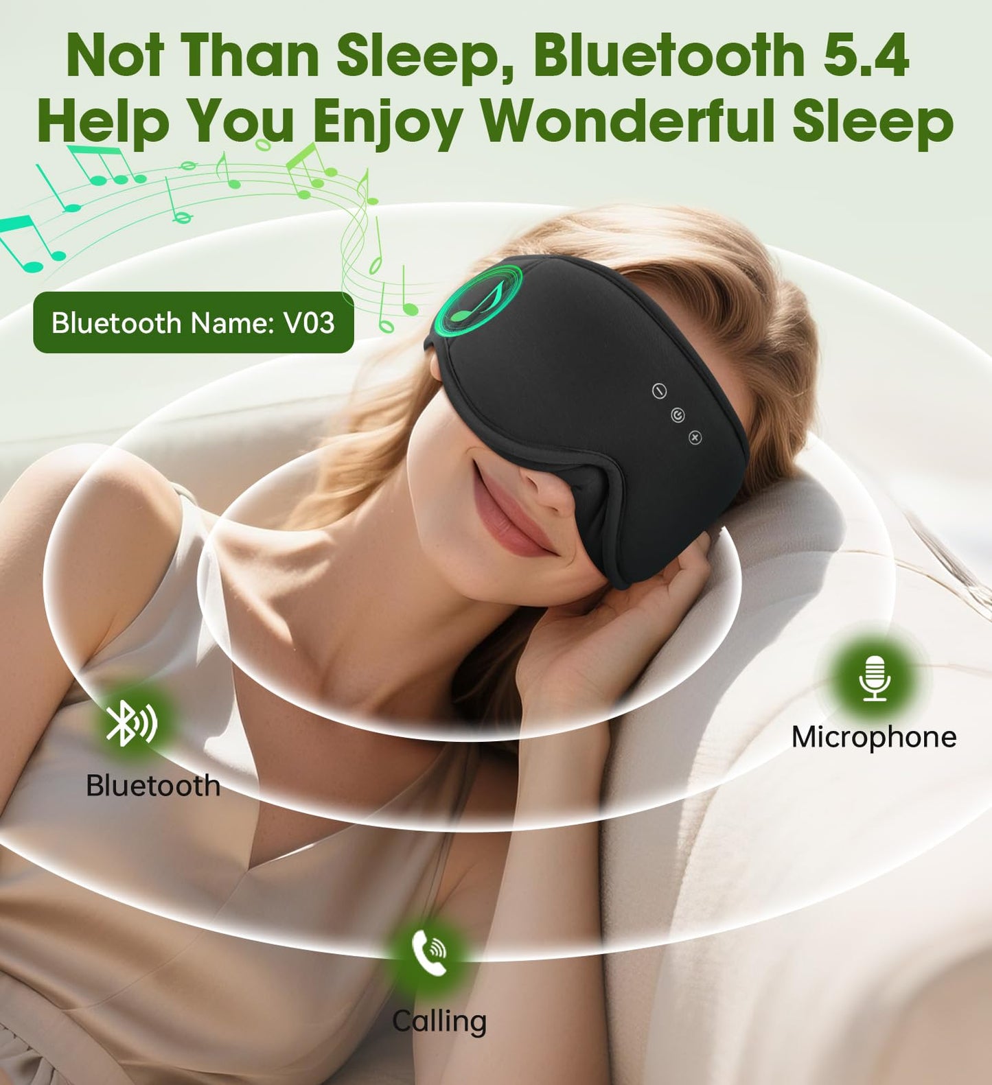 Bamboo Cotton Large Sleep Mask with Bluetooth Wireless Headphones - Blackout Eye Mask for Sleeping 3D Contoured Sleep Eye Cover Headband Ear Plugs Low Noise Hook for Men Women Better Experience (Grey)