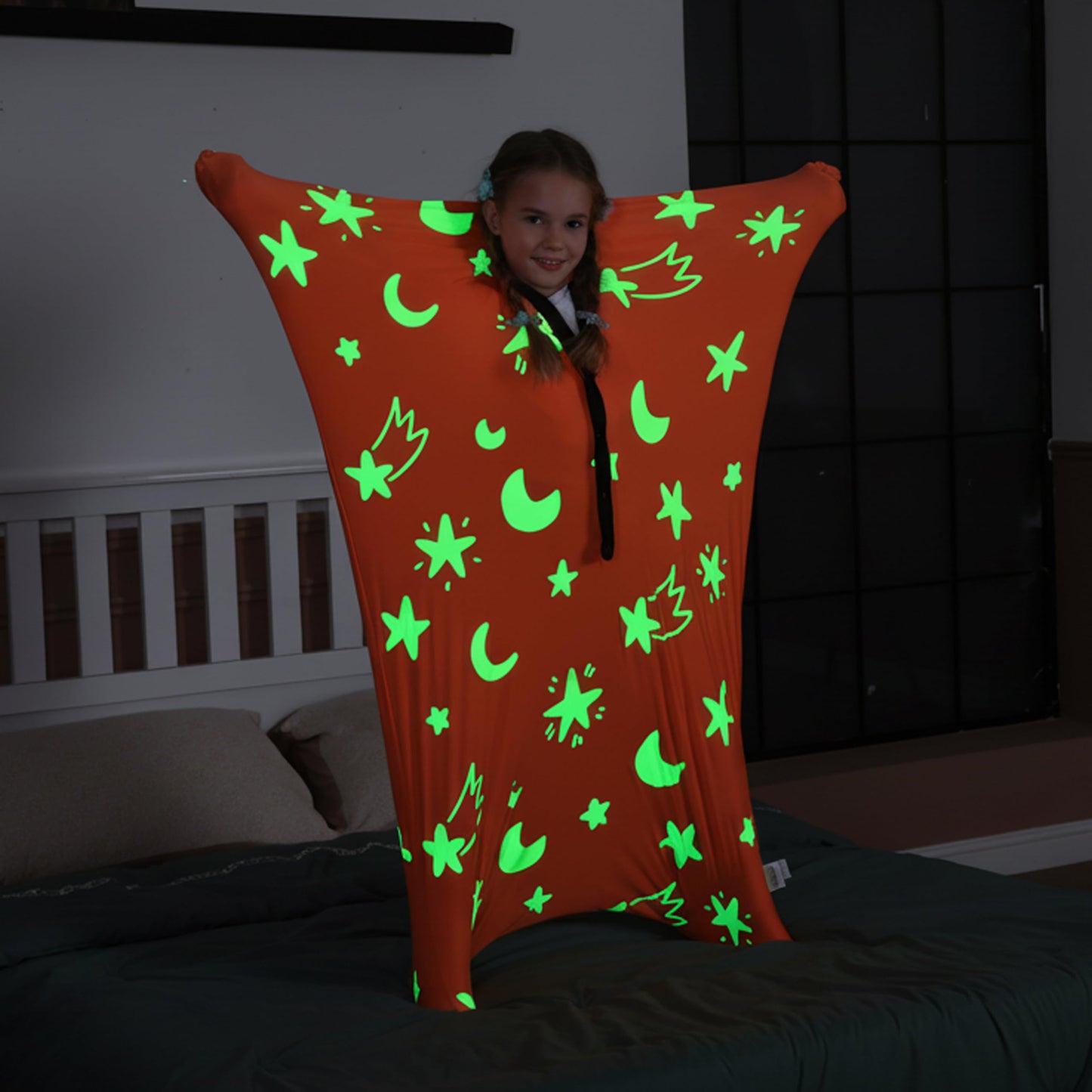 Sensory Body Sock, 47" x 27" Sensory Sack Premium Sensory Sock Glow in The Dark for 6-9 Autistic Children, Good for Height: 41"-51" Medium, Green