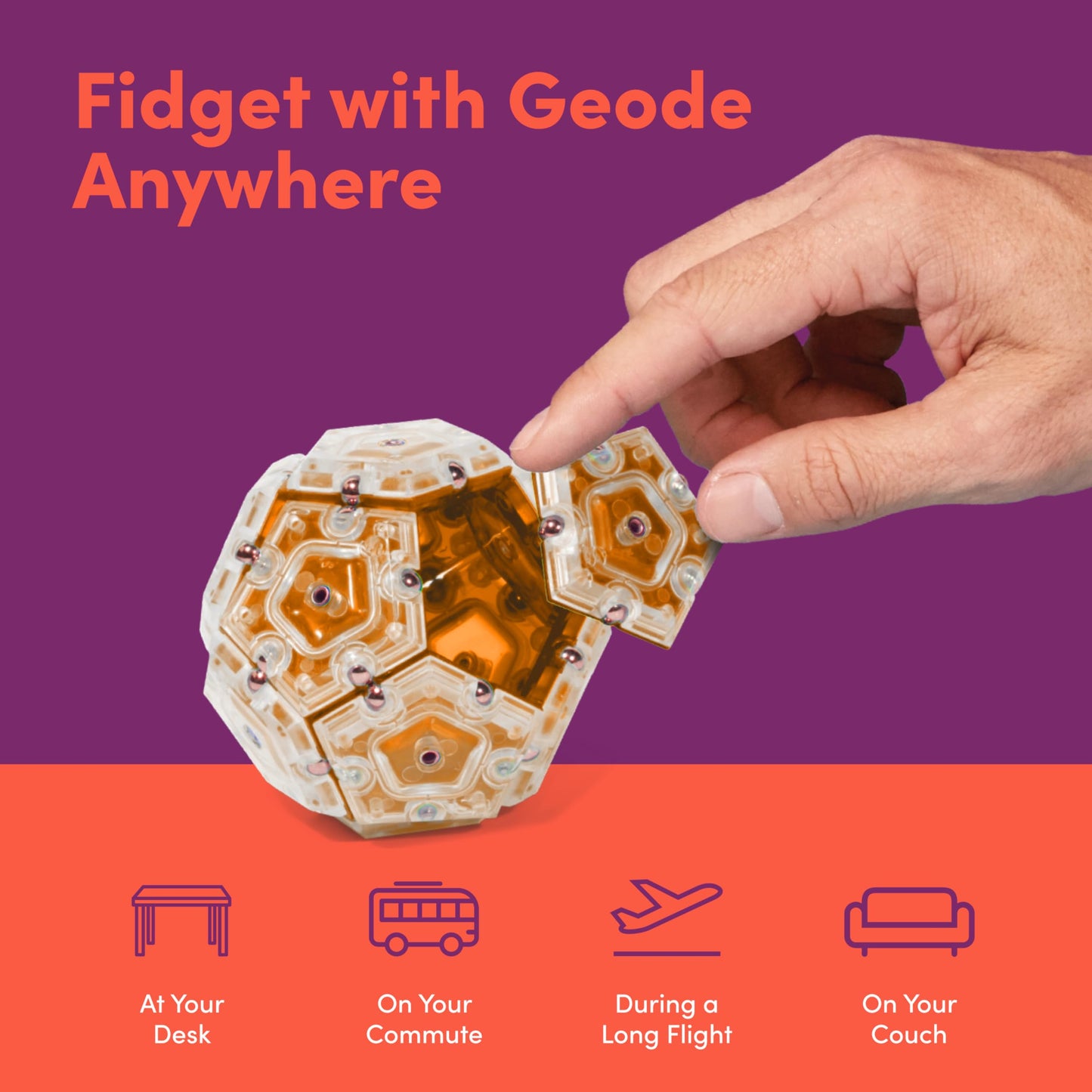 Speks Geode Magnetic Fidget Toy | Sensory Desk Toy for Adults & Teens 14+ | Stress Relief Gift | Sphere, Cool