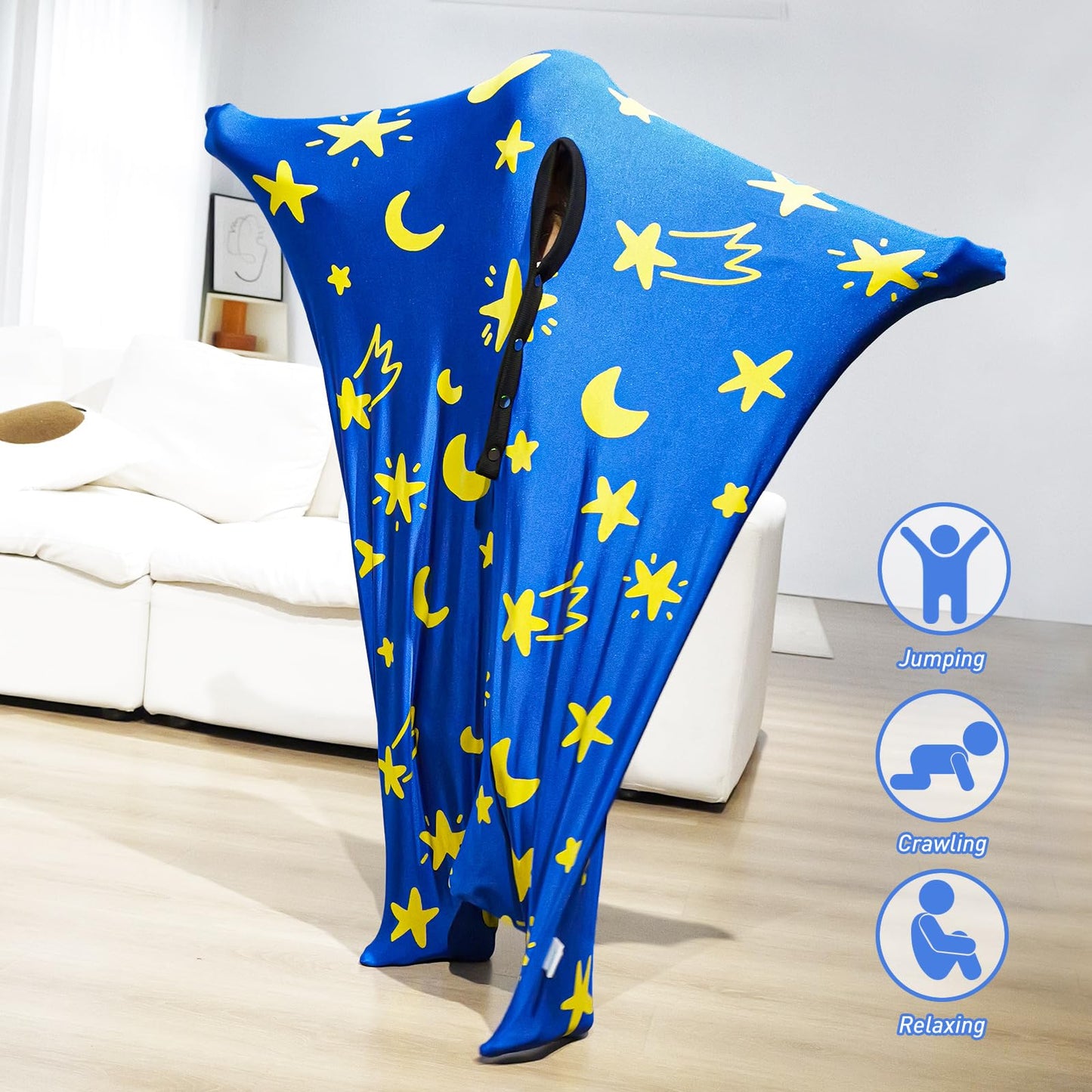 Sensory Body Sock, 47" x 27" Sensory Sack Premium Sensory Sock Glow in The Dark for 6-9 Autistic Children, Good for Height: 41"-51" Medium, Green