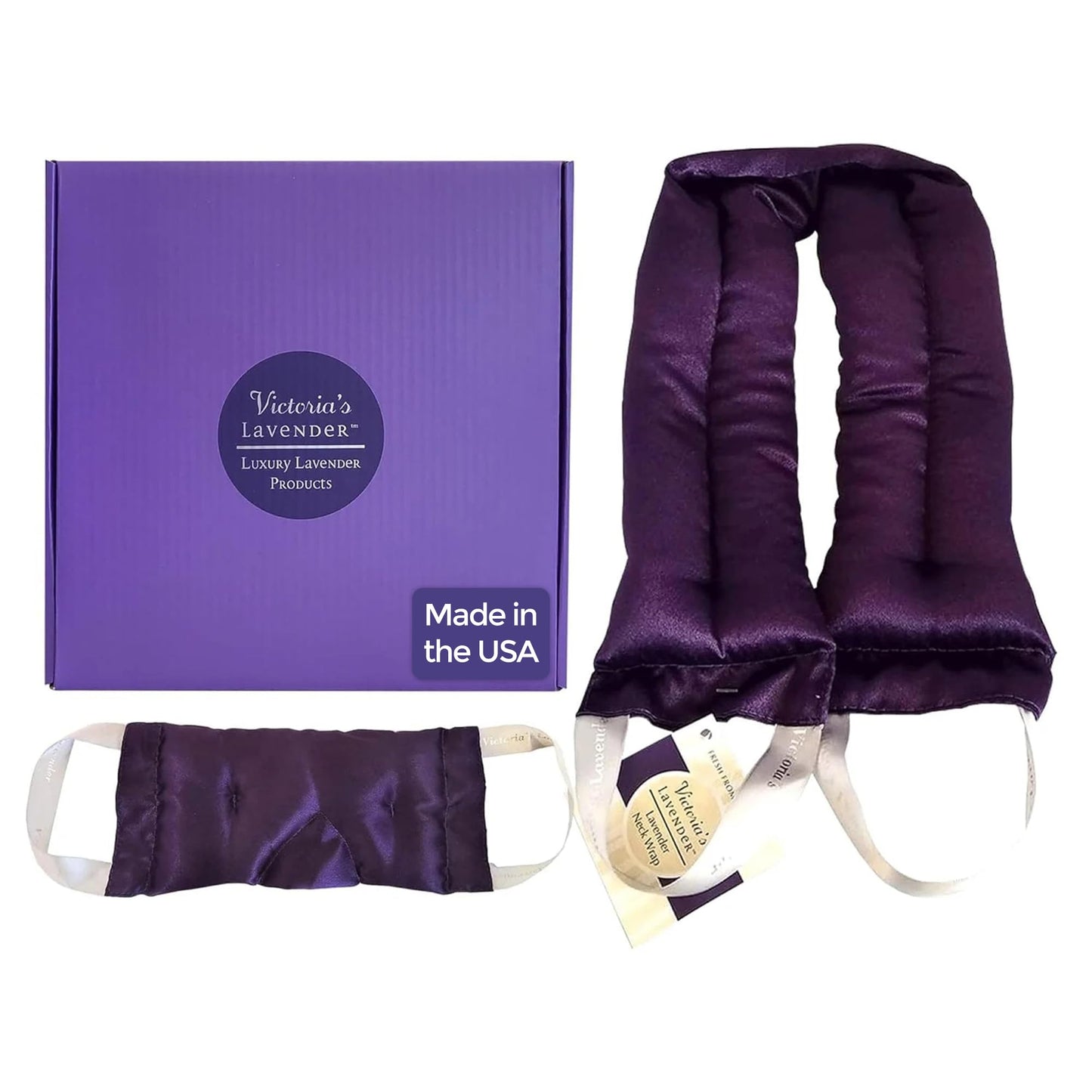 Victoria's Lavender Luxury Lavender Neck Wrap, Microwavable Neck Heating Pad, Aromatherapy Wrap for Men & Women, Filled with Lavender Buds & Flax Seed, Relaxing Spa Gift