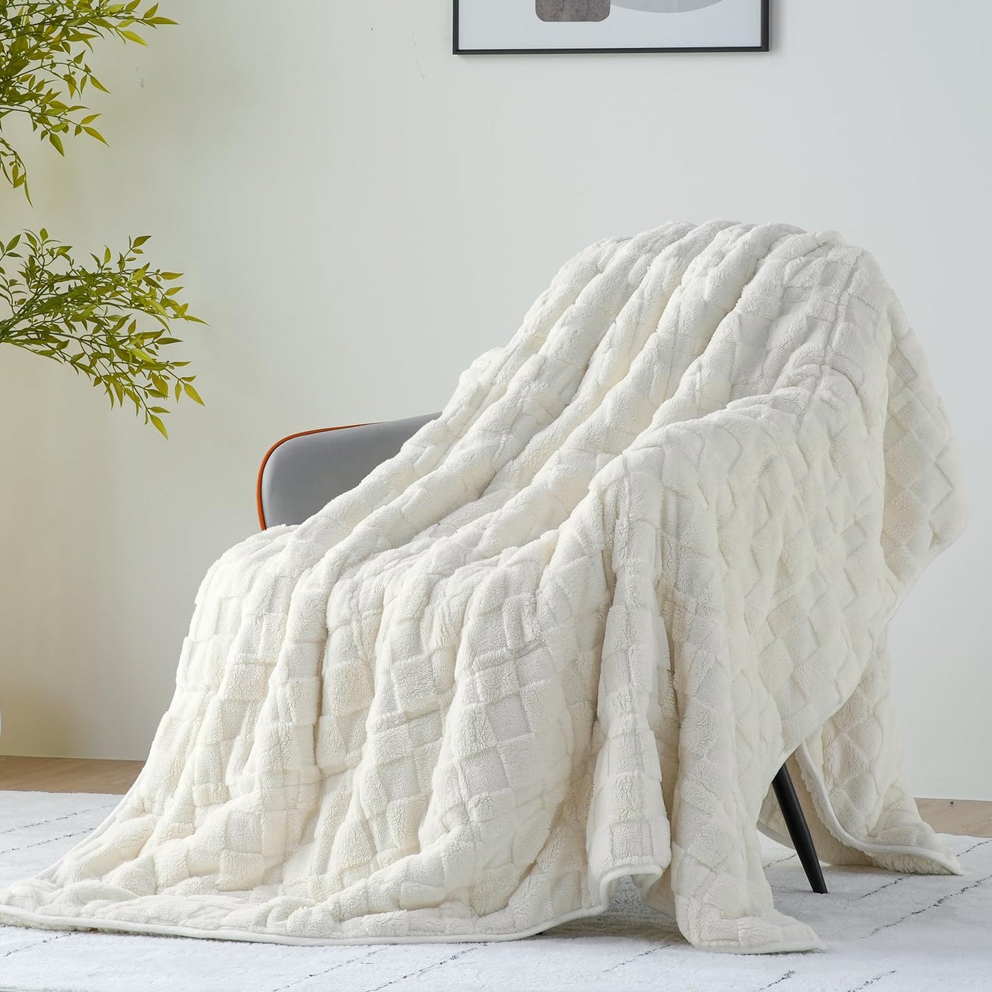 Uttermara Weighted Blankets for Adults Queen Size, 15lbs 60x80 inches Blanket with Soft Warm Plush Sherpa Fleece, Washable Thick Heavy Throw for Sleeping and Calming, Grey