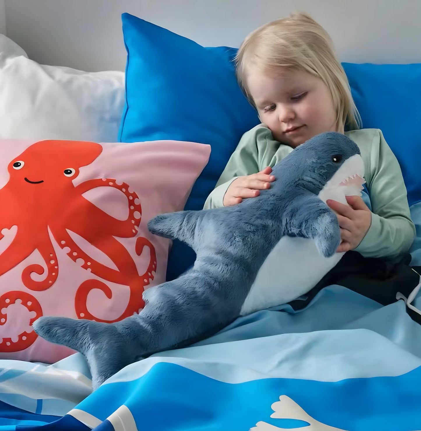 39.4 Inch XXL 15% Chubbier Weighted Giant Shark Stuffed Animal,Soft Chonky Shark Toys Shark Plush Pillows Stuffed Shark for Brave Boy's and Girl's Room Décor,Perfect Stress Relief for Women