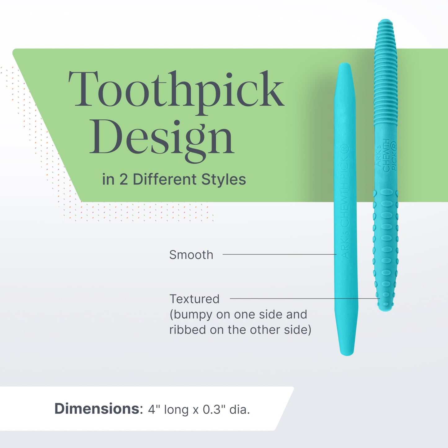 ARK Chewth Pick® Chewable "Toothpicks", Sensory Toys for Teens and Adults, Chewy Fidget for Autism, ADHD, SPD, Anxiety, Medical-Grade Chew Tools, Smooth, Pack of 3 (Ice Pack Combo)