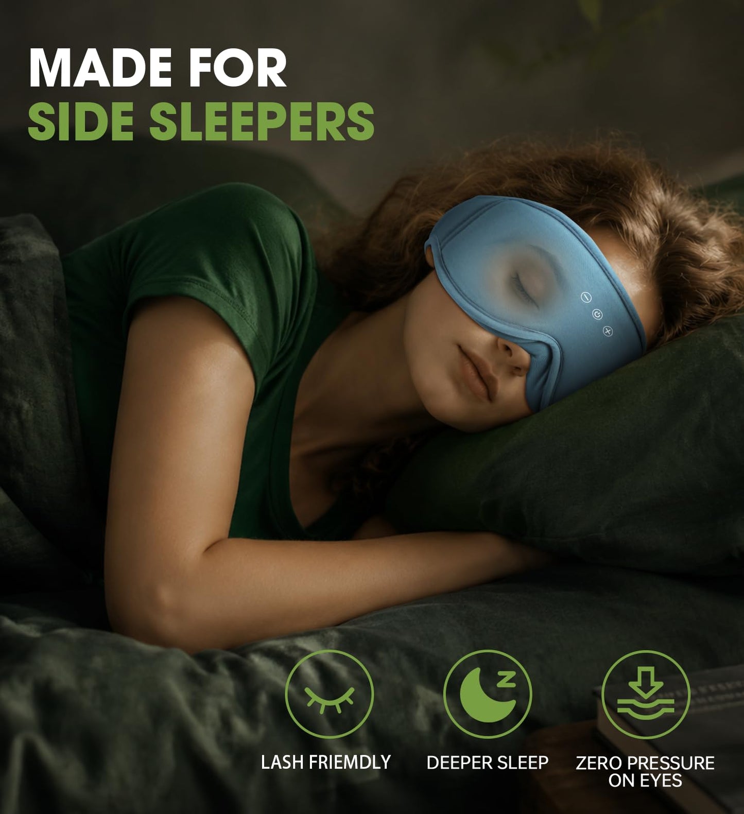 Bamboo Cotton Large Sleep Mask with Bluetooth Wireless Headphones - Blackout Eye Mask for Sleeping 3D Contoured Sleep Eye Cover Headband Ear Plugs Low Noise Hook for Men Women Better Experience (Grey)