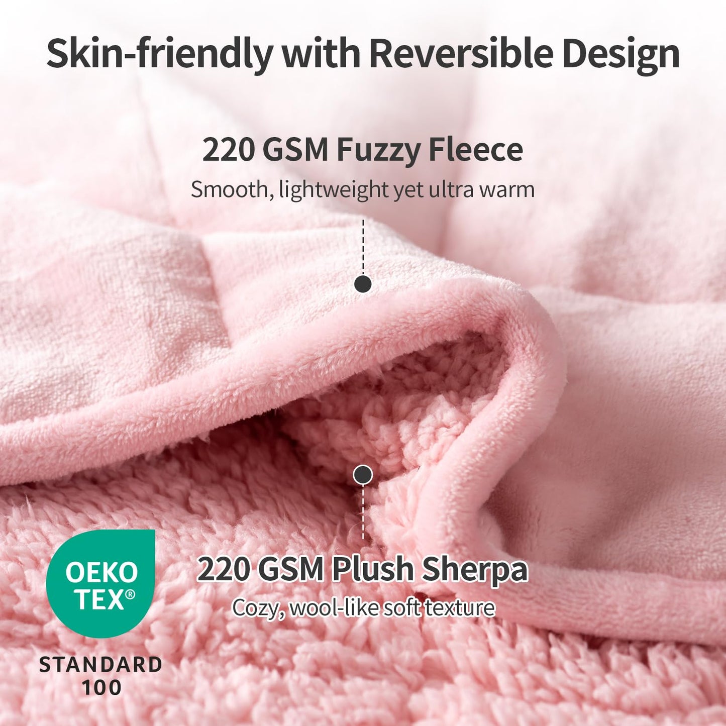 Uttermara Weighted Blankets for Adults Queen Size, 15lbs 60x80 inches Blanket with Soft Warm Plush Sherpa Fleece, Washable Thick Heavy Throw for Sleeping and Calming, Grey