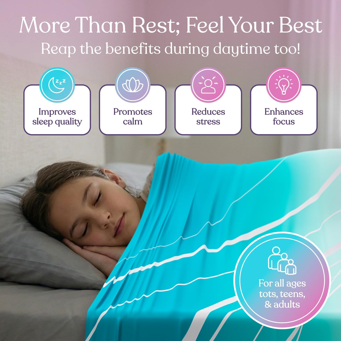 Deep Pressure Sensory Bed Sheet – Twin Sensory Compression Sheet Breathable Sleep Pod Blanket for Better Sleep Support – Calming Compression Blankets for Kids and Adults Blue Petal