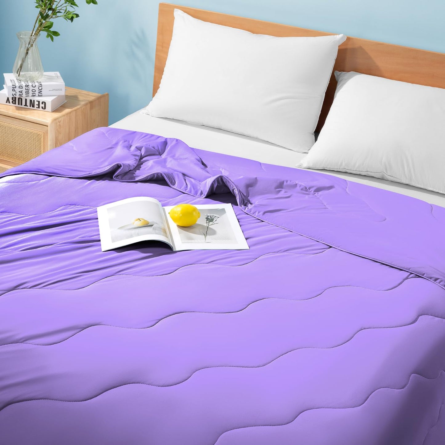 Cooling Blanket for Hot Sleepers & Night Sweats – Cooling Comforter, Breathable Lightweight Double-Sided Summer Bedding, Breathable Soft All Season (Lavender, Queen(90"x90"))