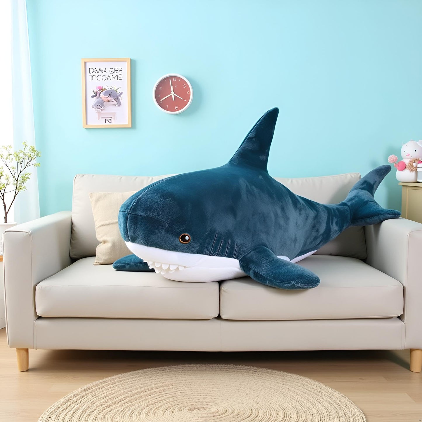 39.4 Inch XXL 15% Chubbier Weighted Giant Shark Stuffed Animal,Soft Chonky Shark Toys Shark Plush Pillows Stuffed Shark for Brave Boy's and Girl's Room Décor,Perfect Stress Relief for Women