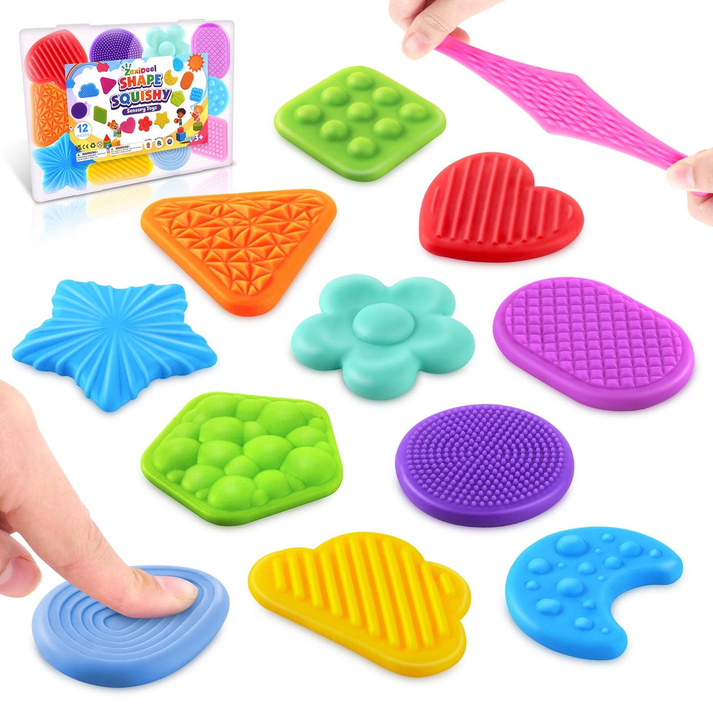 Squishy Sensory Toys for Kids Toddlers: Super Soft & Textured Sensory Fidget Toy for Autistic Children Special Needs | Stress Calming Toys for Kids | Baby Stocking Stuffers Fidget Toy for Autism, ADHD