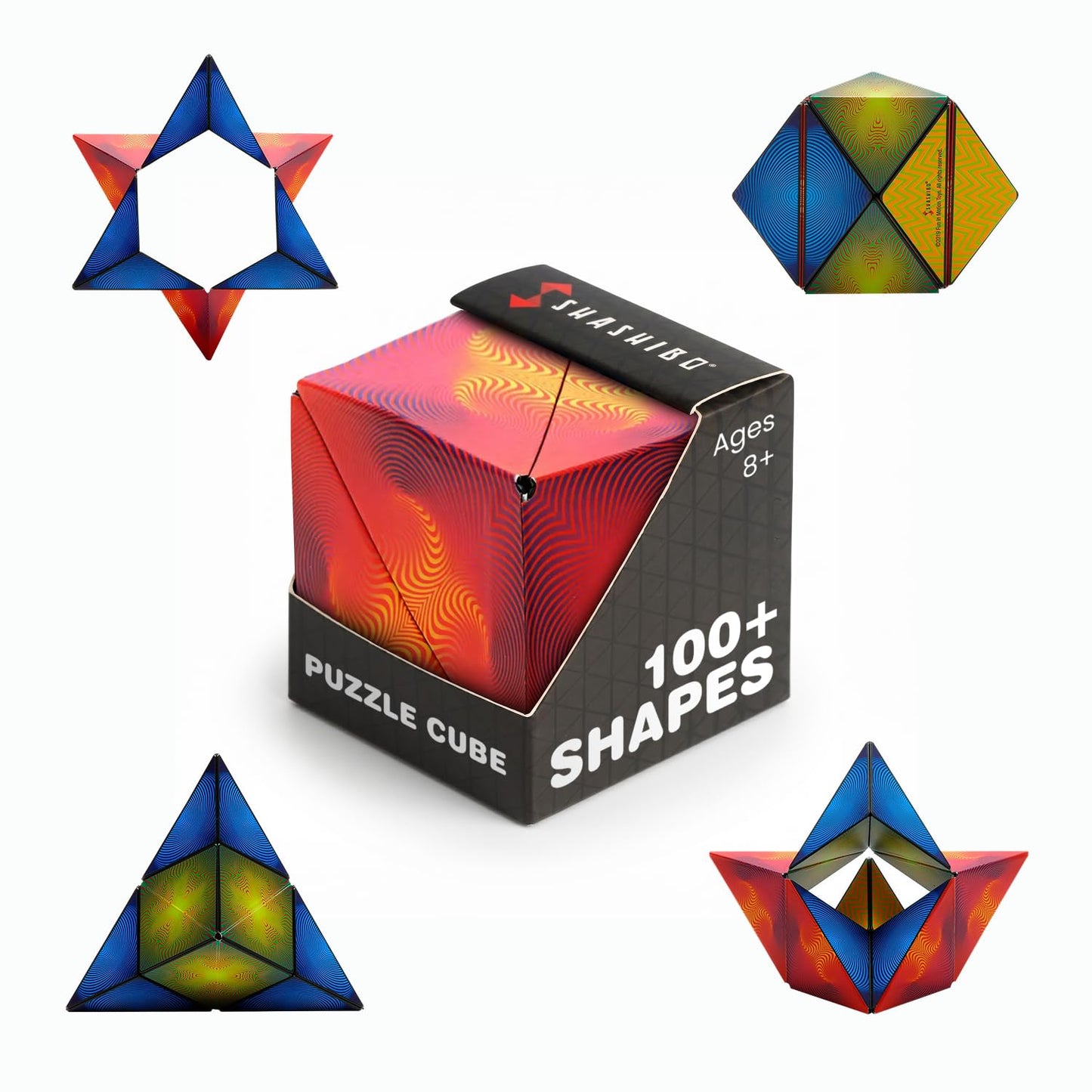 Shashibo Sensory Fidget Toy for Adults & Kids, Stress Relief Fidget Toy for Adults, Teens & Kids, Cool Fidget Toys for Desk, Classroom Must Have, Sensory Shape Shifting Cube, 100+ Possible Shapes