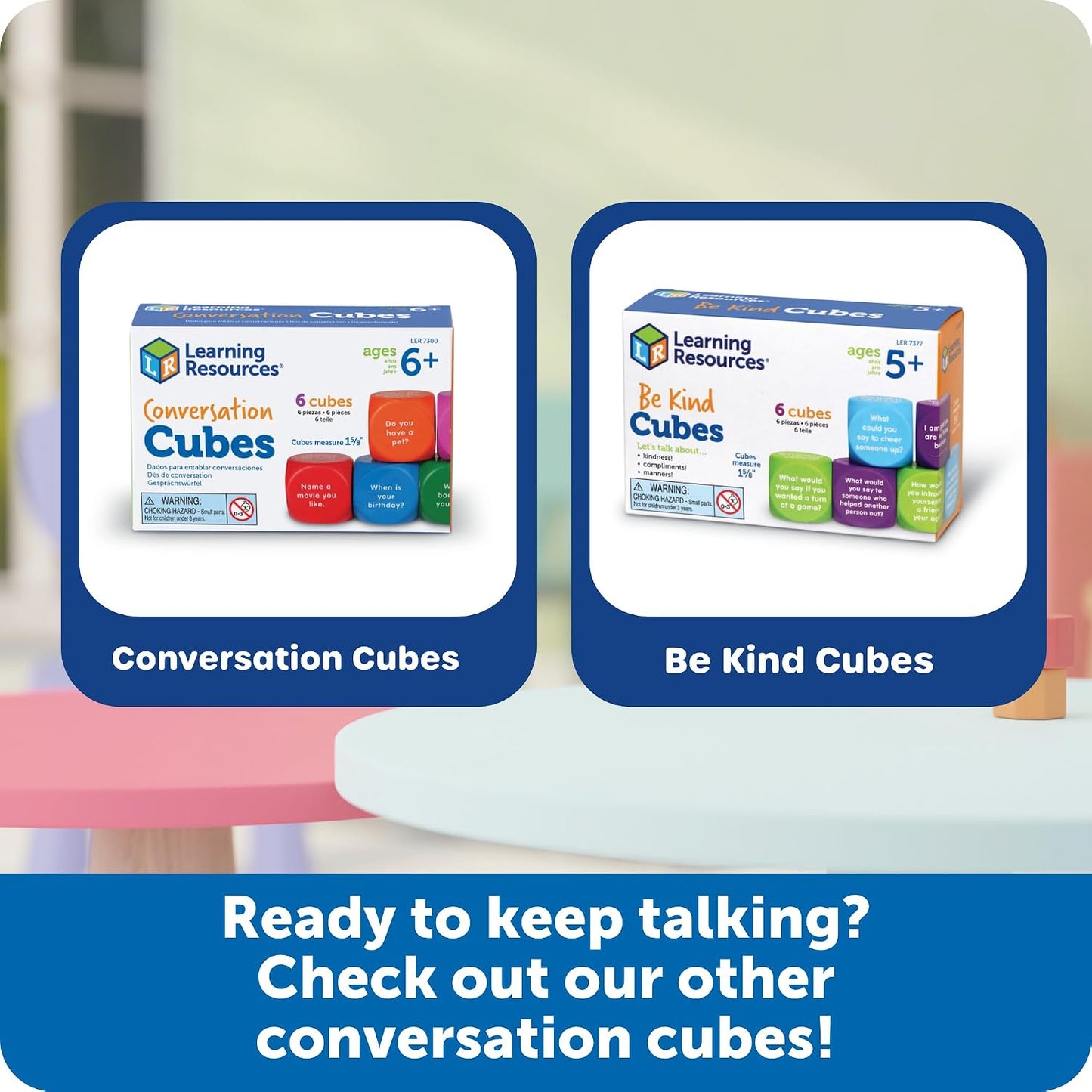 Learning Resources Conflict Resolution Cubes - Conversation Starter Cubes, Therapy Games for Kids, Social Skills Cards, Social Emotional Learning Games, Table Questions for Family Dinner
