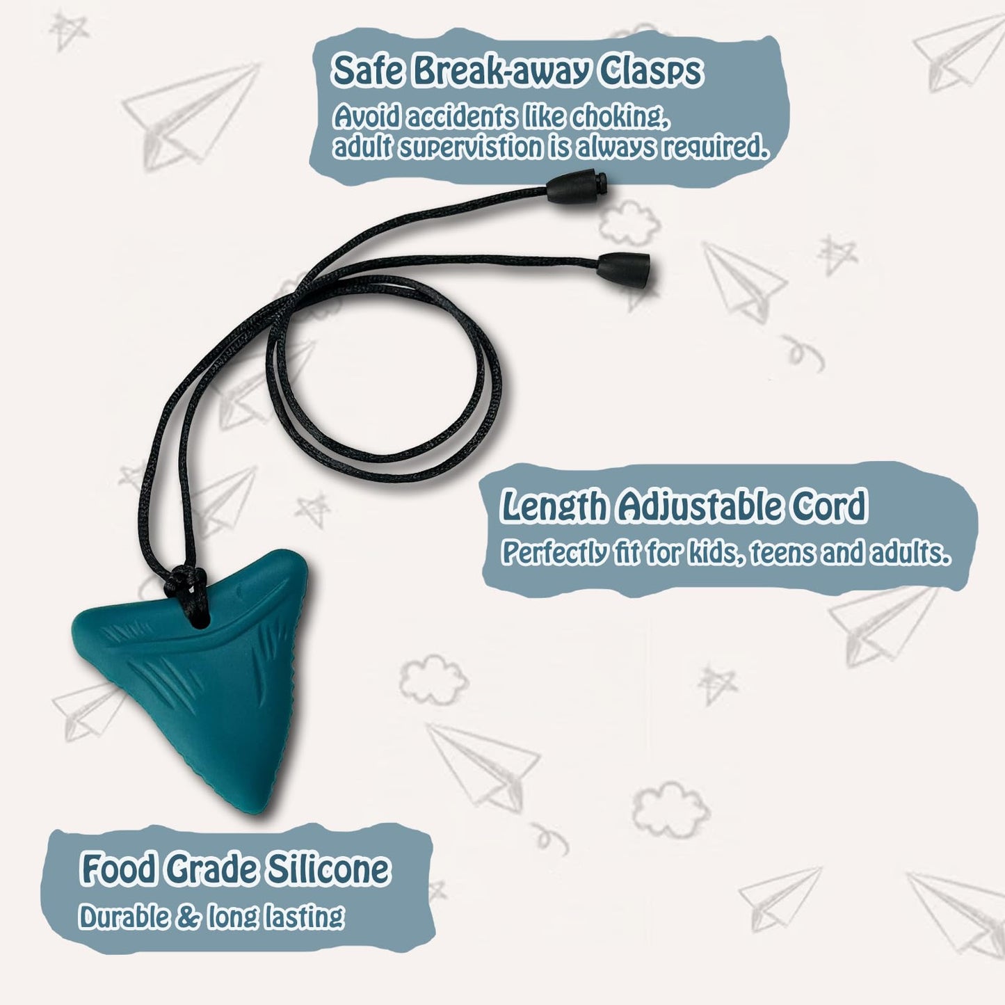 Chew Necklaces for Sensory Kids Boys Girls, Chewy Necklace Sensory Toys for Kids with Autism 6 Pack, Silicone Oral Motor Aids Chew Toys for Children Adults Reduce Fidgeting
