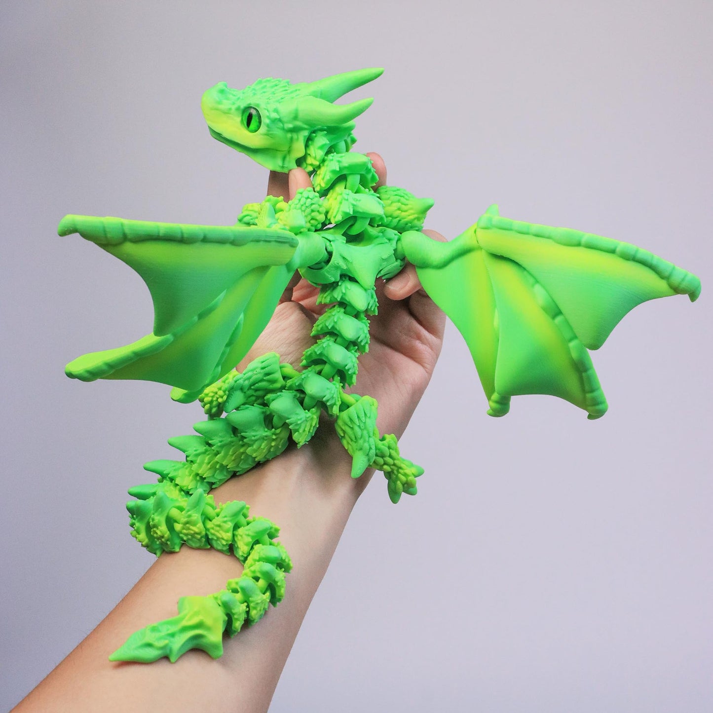 3D Printed Dragon with Wings, 3D Printed Animals Toys, Fidget Dragon Toys, Flexible Articulated Winged Crystal Dragon Model, Desktop Pet Decor, Dragon Gift for Kids & Adult (Random-Rainbow)