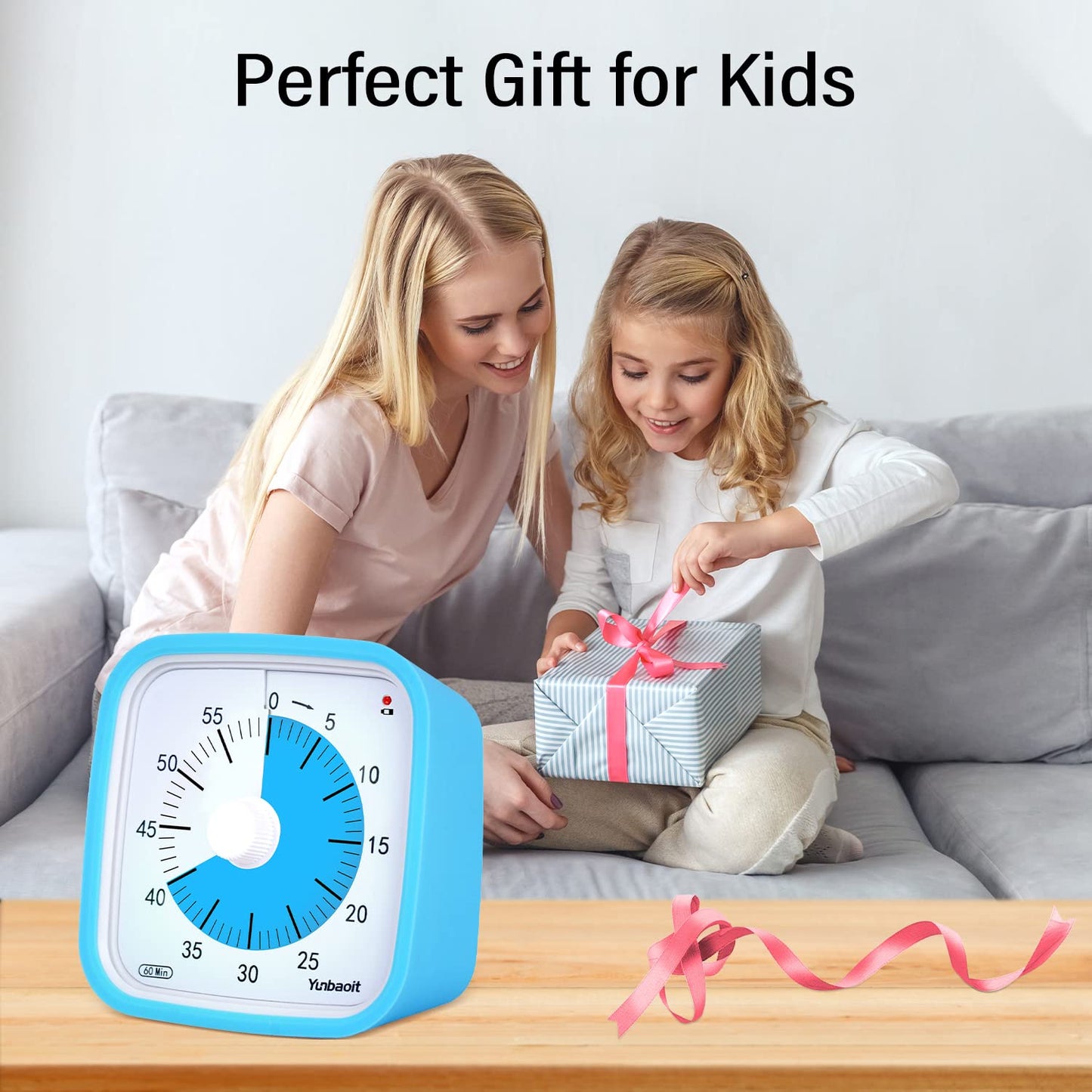 Yunbaoit Visual Timer with Protective Case, Rainbow Disk 60 Minute Countdown Timer for Kids and Adults, Silent Time Management Tool(Blue Rainbow)