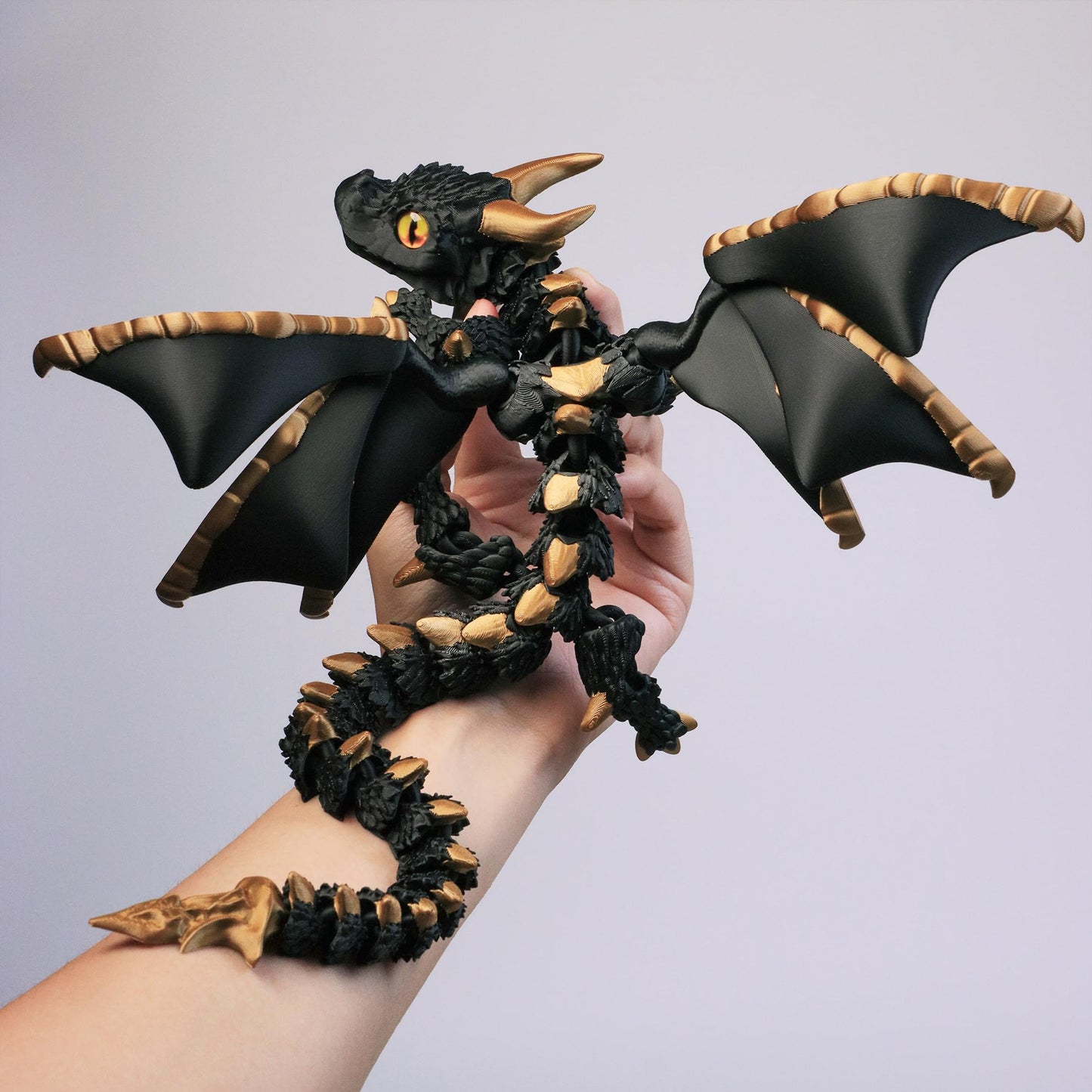 3D Printed Dragon with Wings, 3D Printed Animals Toys, Fidget Dragon Toys, Flexible Articulated Winged Crystal Dragon Model, Desktop Pet Decor, Dragon Gift for Kids & Adult (Random-Rainbow)