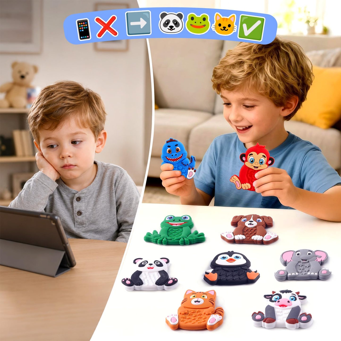 12 Pack Animal Sensory Toys for Kids Toddlers, Textured Silicone Fidget Toys, Quiet Travel Toys for Airplane, Car Rides, Preschool & Home Sensory Play, Classroom Calm Corner Toys