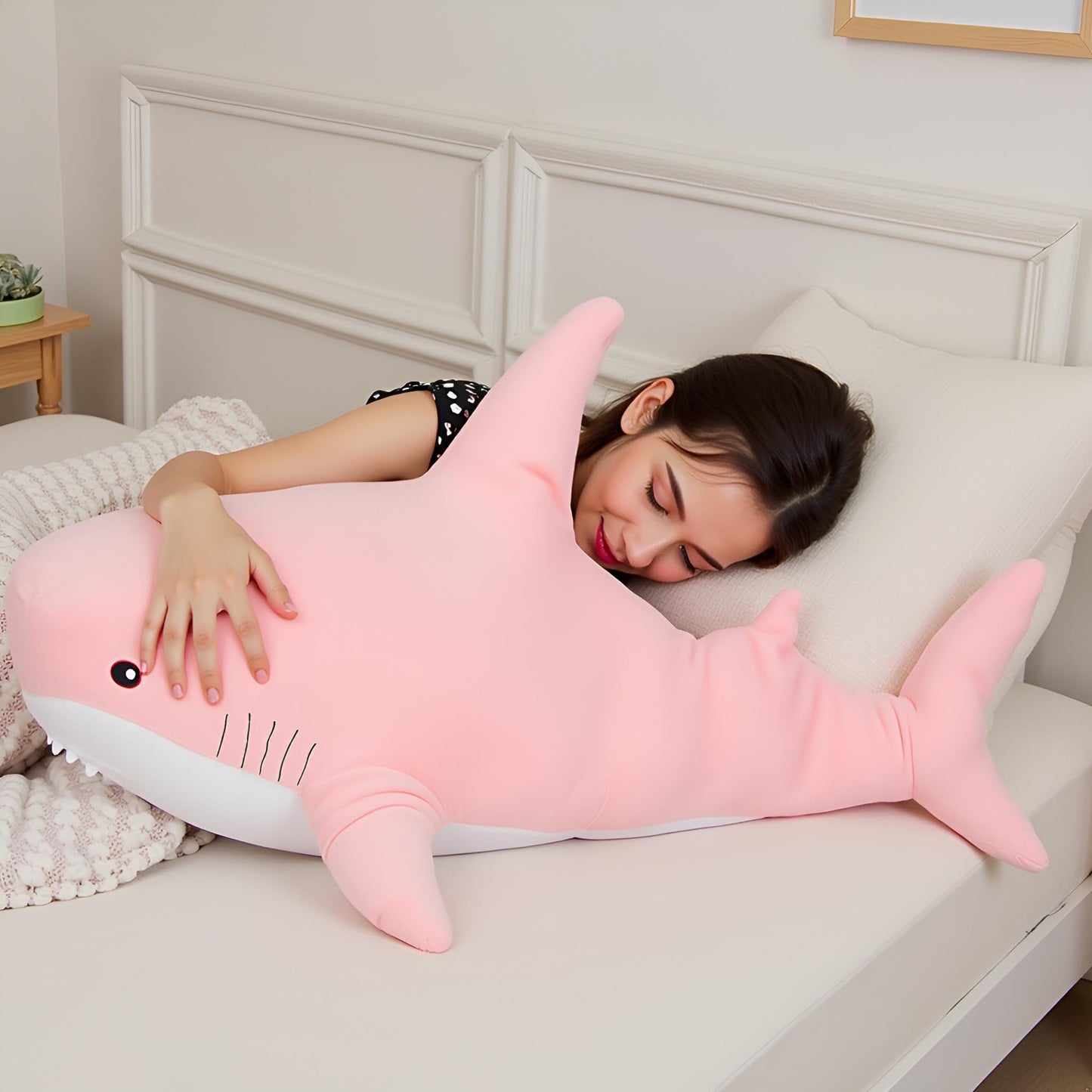 39.4 Inch XXL 15% Chubbier Weighted Giant Shark Stuffed Animal,Soft Chonky Shark Toys Shark Plush Pillows Stuffed Shark for Brave Boy's and Girl's Room Décor,Perfect Stress Relief for Women