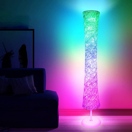 WORLD WIN Floor Lamp, 61'' Smart RGB LED Corner Lamp with Music Sync and 16 Million DIY Colors, 3 Color Temperature, APP & Remote Control, Color Changing Standing Floor Lamp for Bedroom Living Room