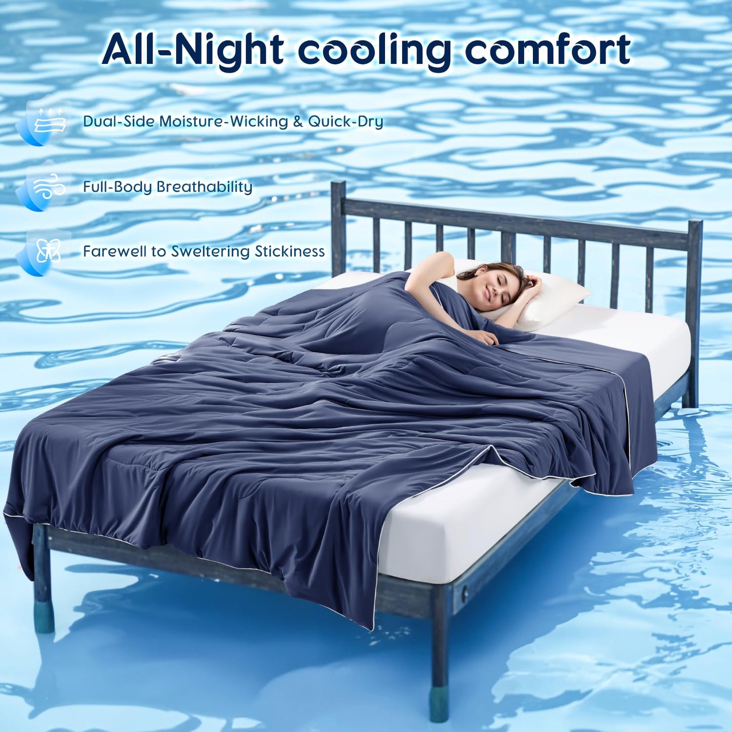 Cooling Blanket for Hot Sleepers & Night Sweats – Cooling Comforter, Breathable Lightweight Double-Sided Summer Bedding, Breathable Soft All Season (Lavender, Queen(90"x90"))