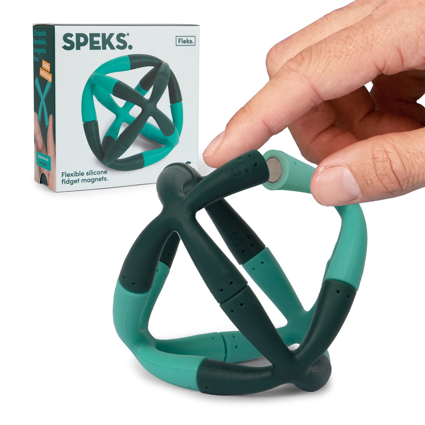Speks Fleks Flexible Silicone Magnetic Fidget Toy - Fun Desk Toy for Adults & Teens 14+ | Sensory Gadget, Stress Relief | 6-Piece Set, Evergreen
