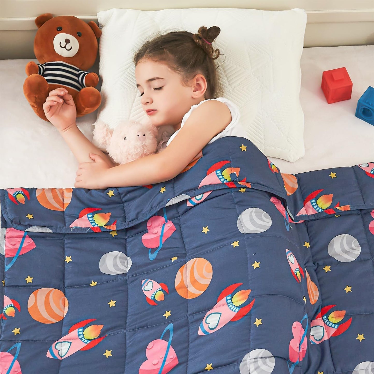yescool Weighted Lap Pad 2 Pounds Weighted Lap Blanket, Space Plane Small Weighted Blanket, Weighted Throw Blanket Gifts for Travel Indoor Outdoor, 20"x30"